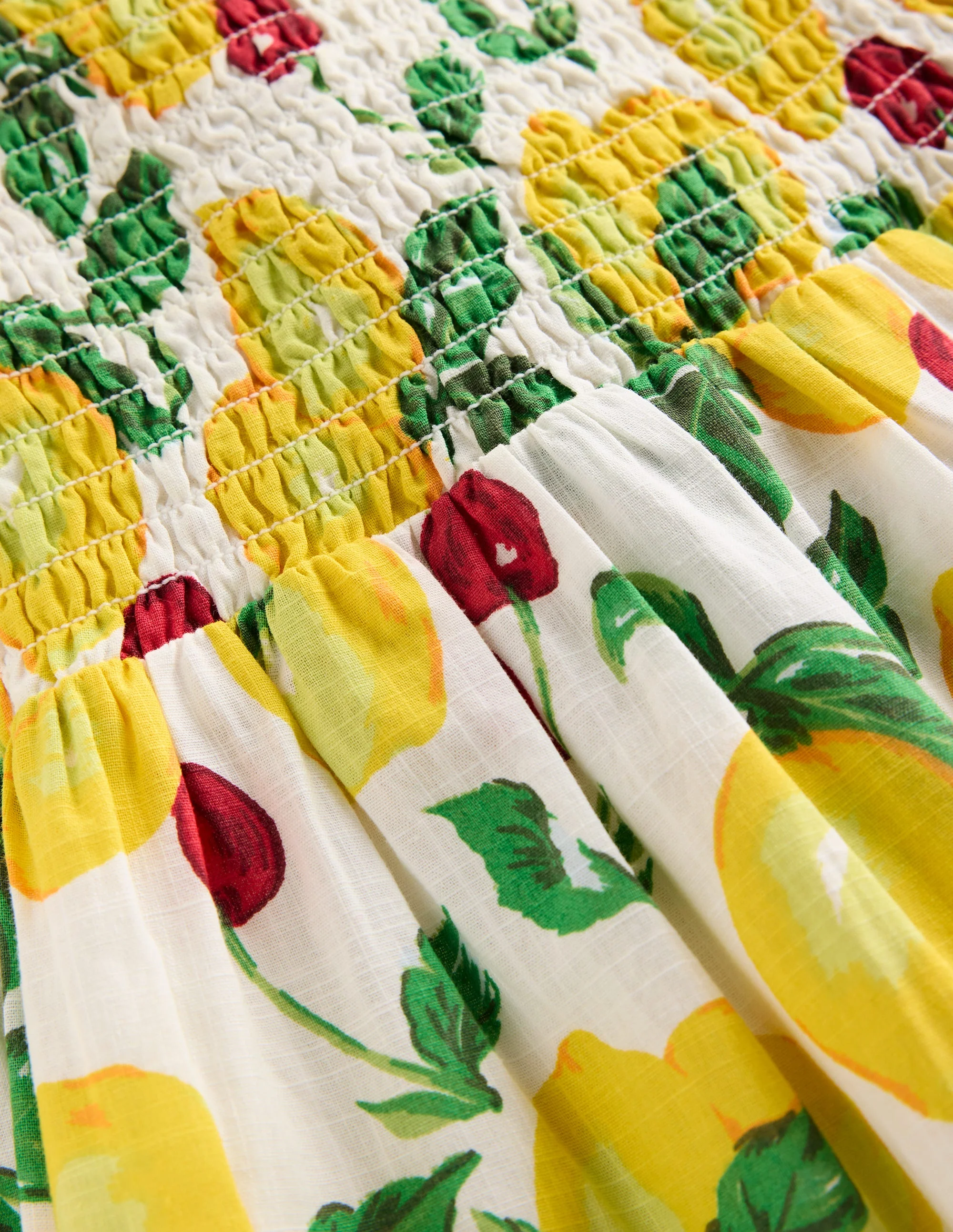 Luella Maxi-Sommerkleid mit Rüschen-Naturweiß Zitronen und Kirschen - Image 4