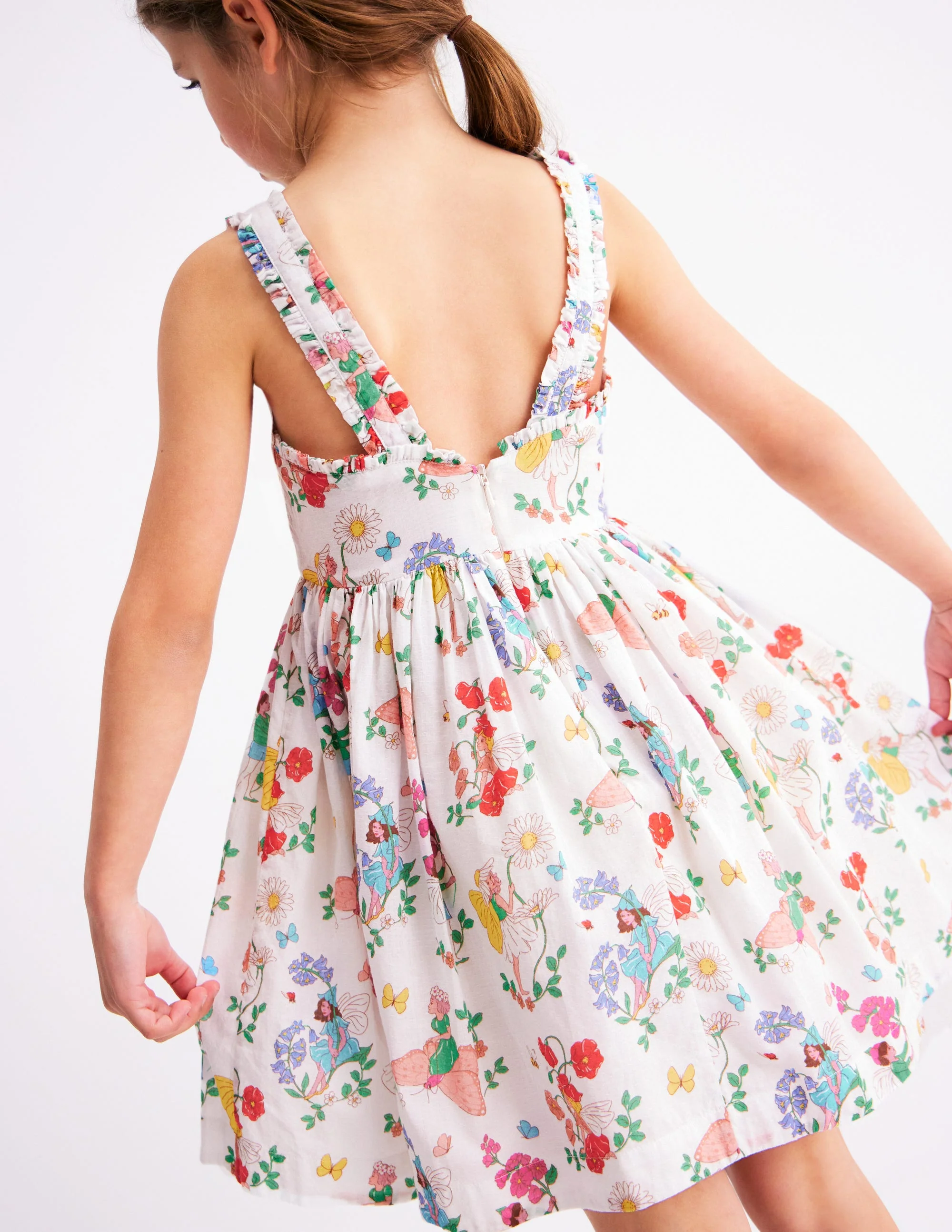 Luna Gewebtes Kleid mit Rüschenträgern-Bunt Blumenfee - Image 2