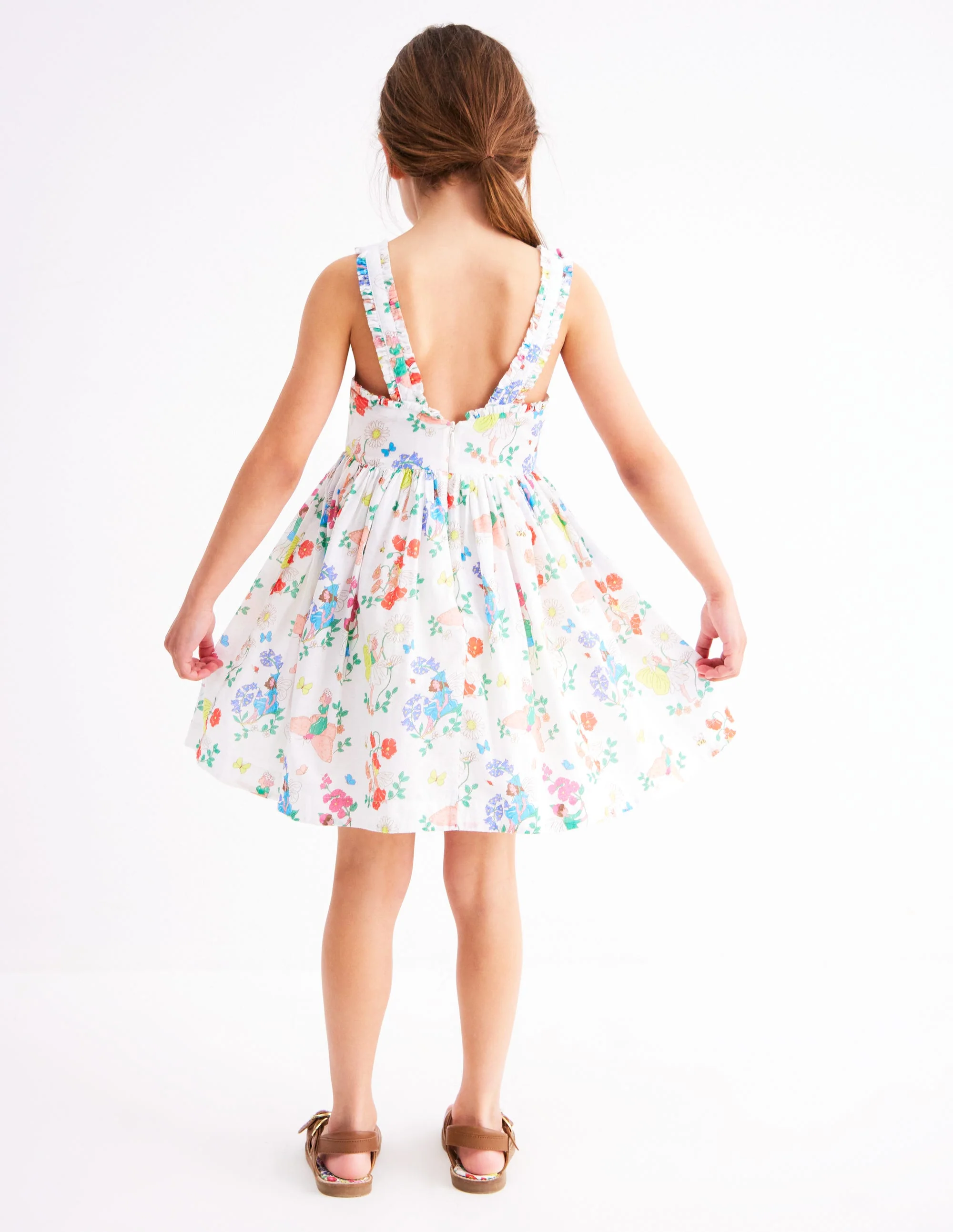 Luna Gewebtes Kleid mit Rüschenträgern-Bunt Blumenfee - Image 3