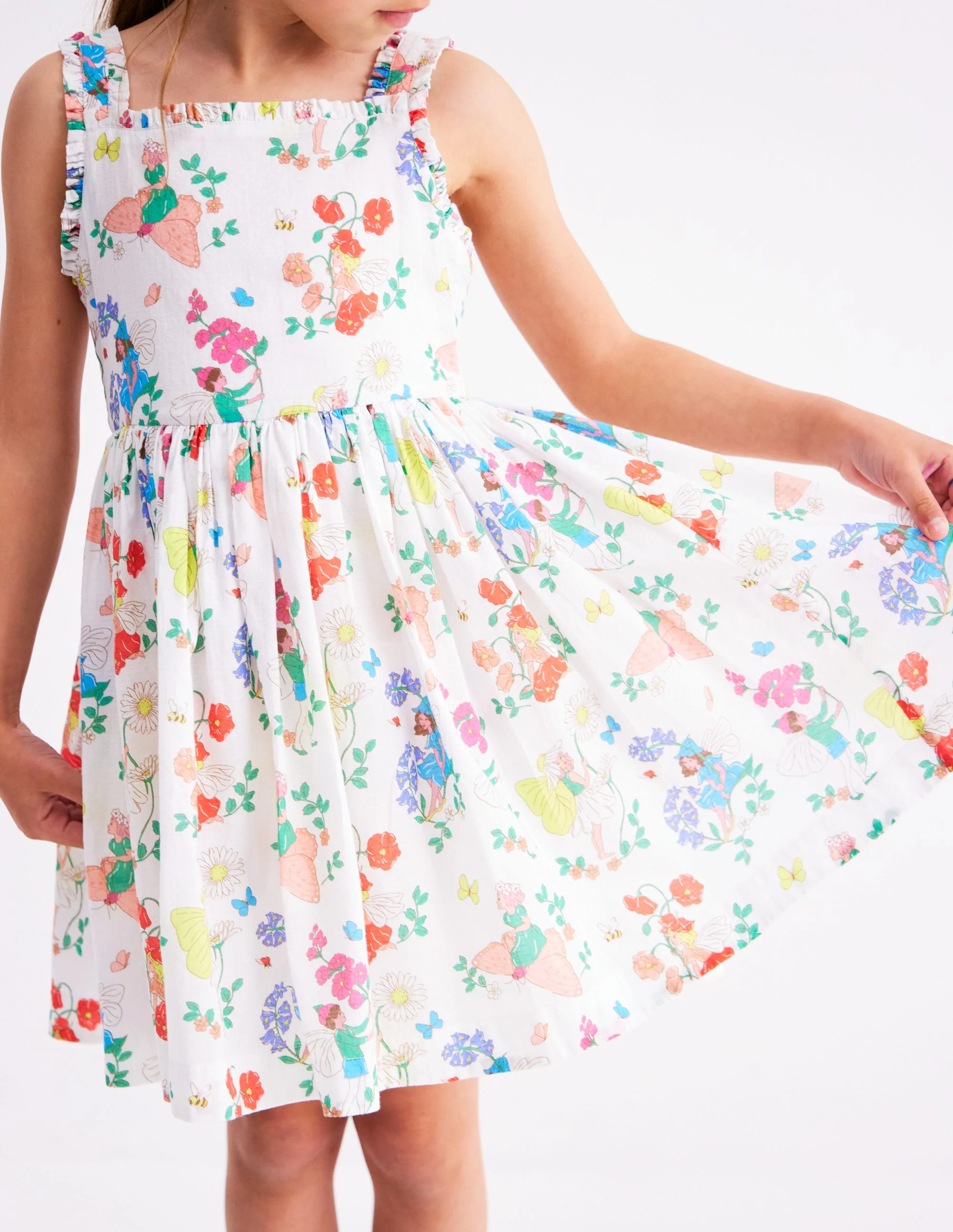 Luna Gewebtes Kleid mit Rüschenträgern-Bunt Blumenfee - Image 4