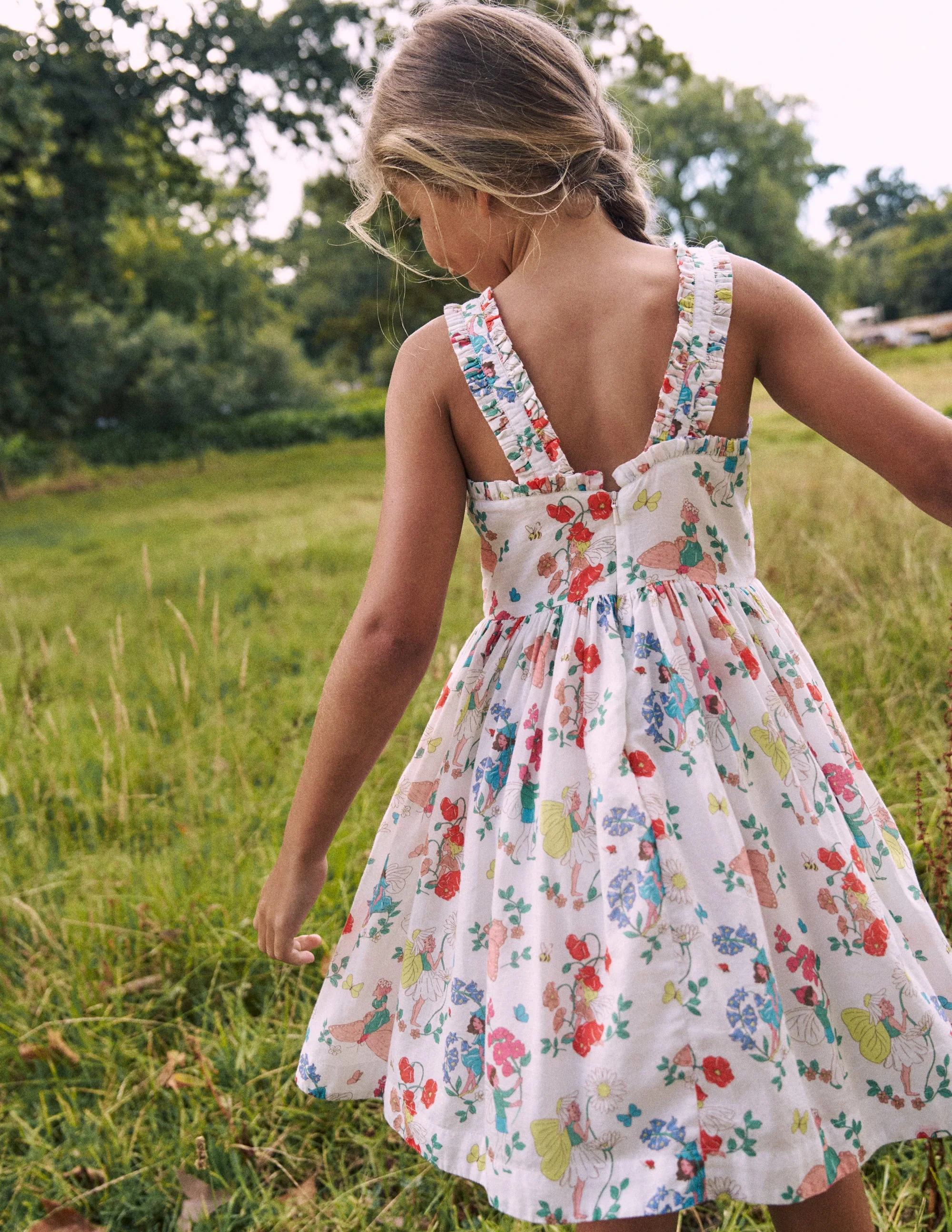 Luna Gewebtes Kleid mit Rüschenträgern-Bunt Blumenfee - Image 9