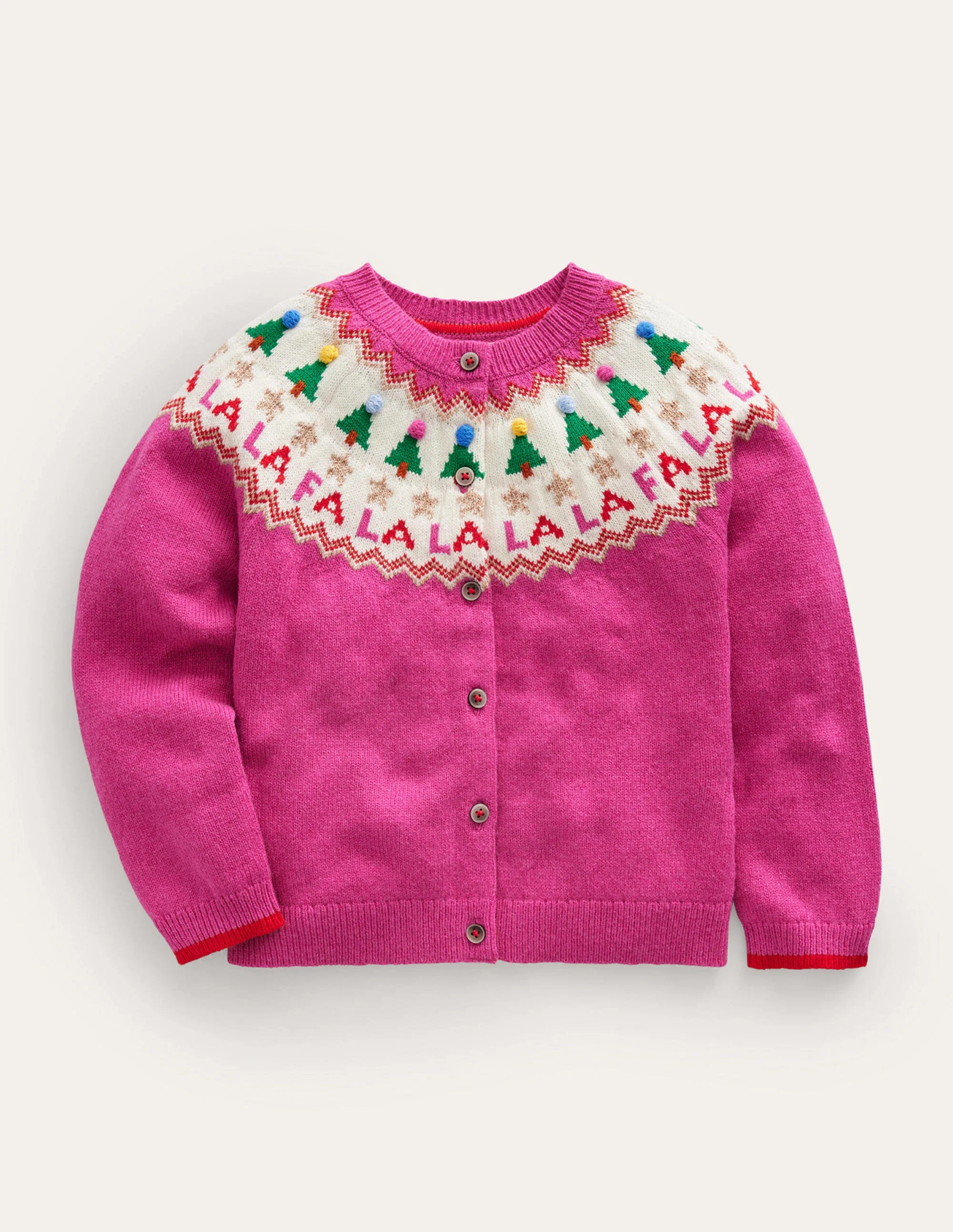 Lustige Fair-Isle-Strickjacke-Kräftiges Rosa Festlich