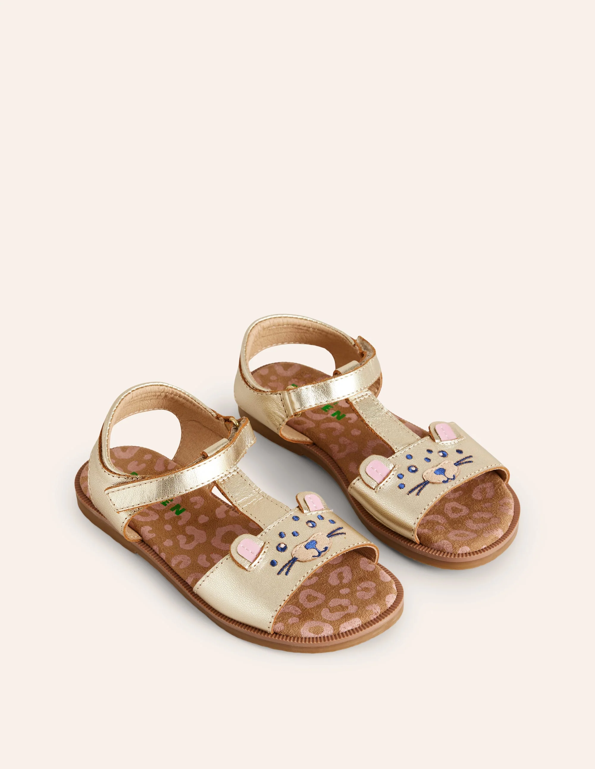 Lustige Ledersandalen-Gold-Metallic Leopard - Image 2