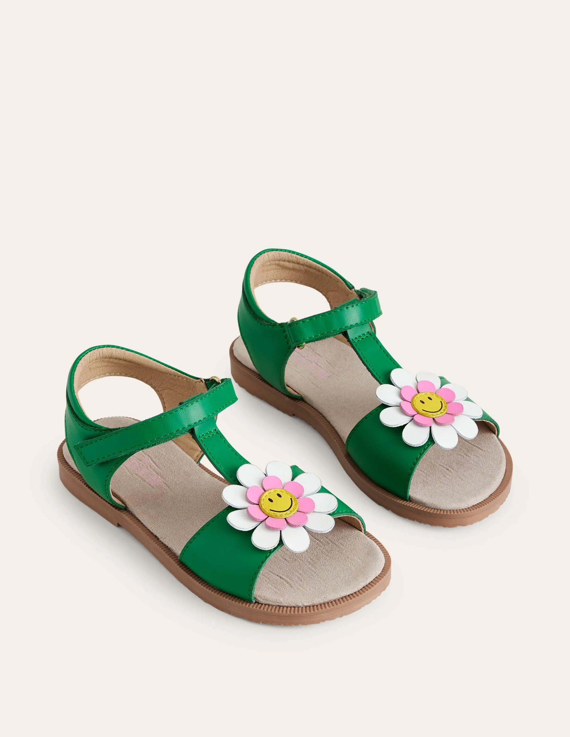 Lustige Ledersandalen-Grün Smiley-Blume - Image 2