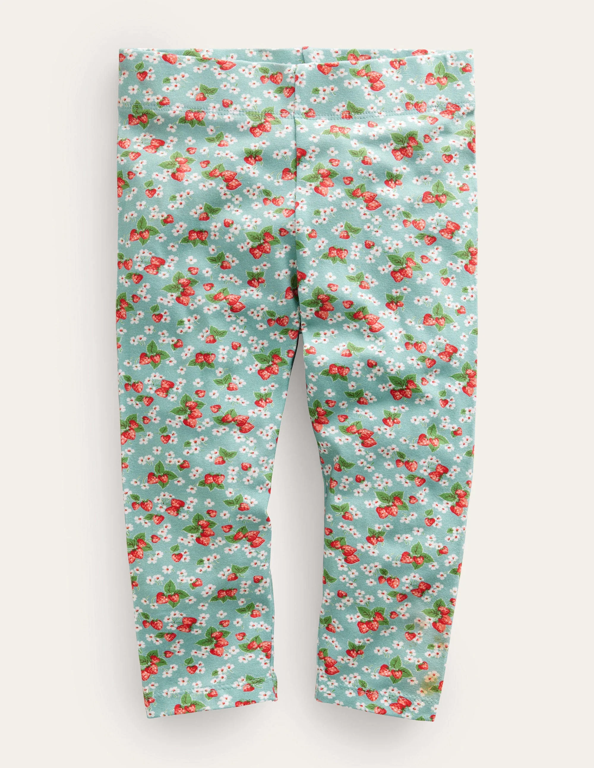Lustige, verkürzte Leggings-Blau, Erdbeeren