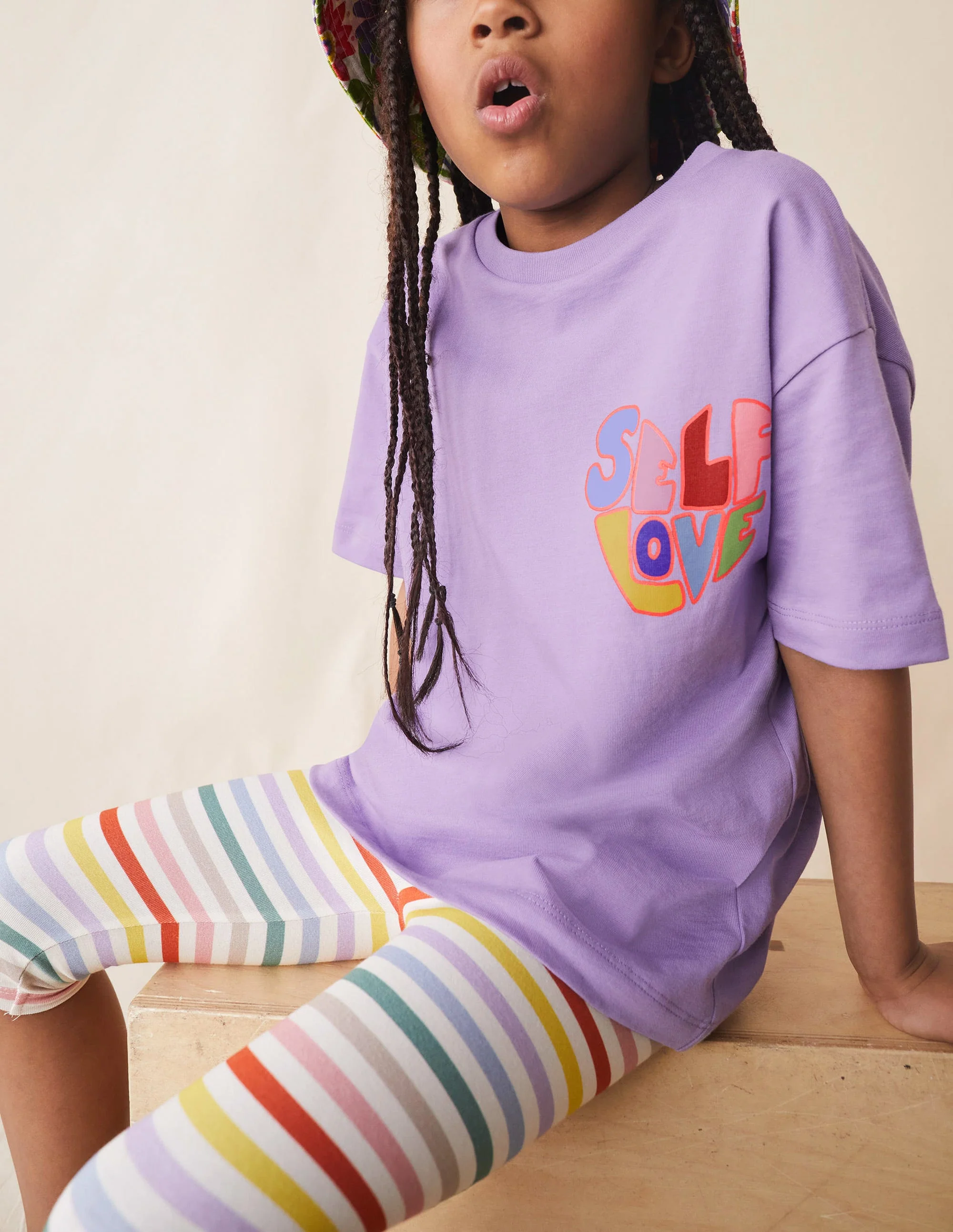 Lustige, verkürzte Leggings-Butterblumengelb/Violett - Image 4