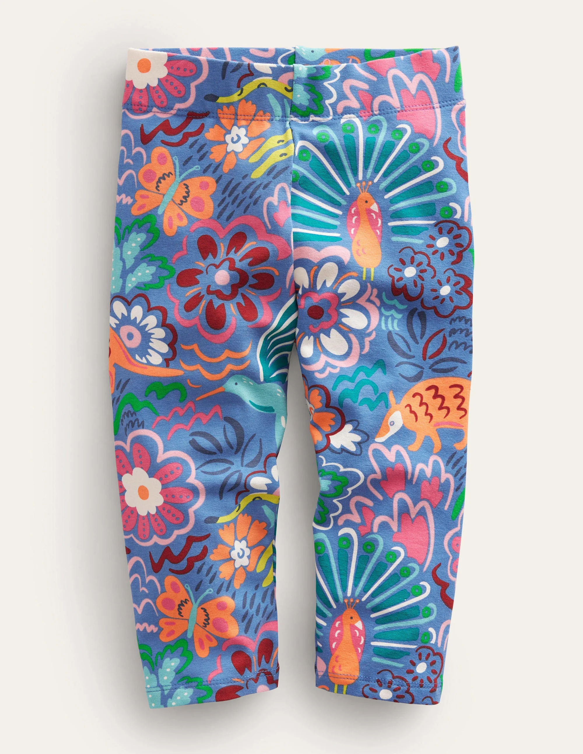 Lustige, verkürzte Leggings-Elisabethanisches Blau, Blumenmuster