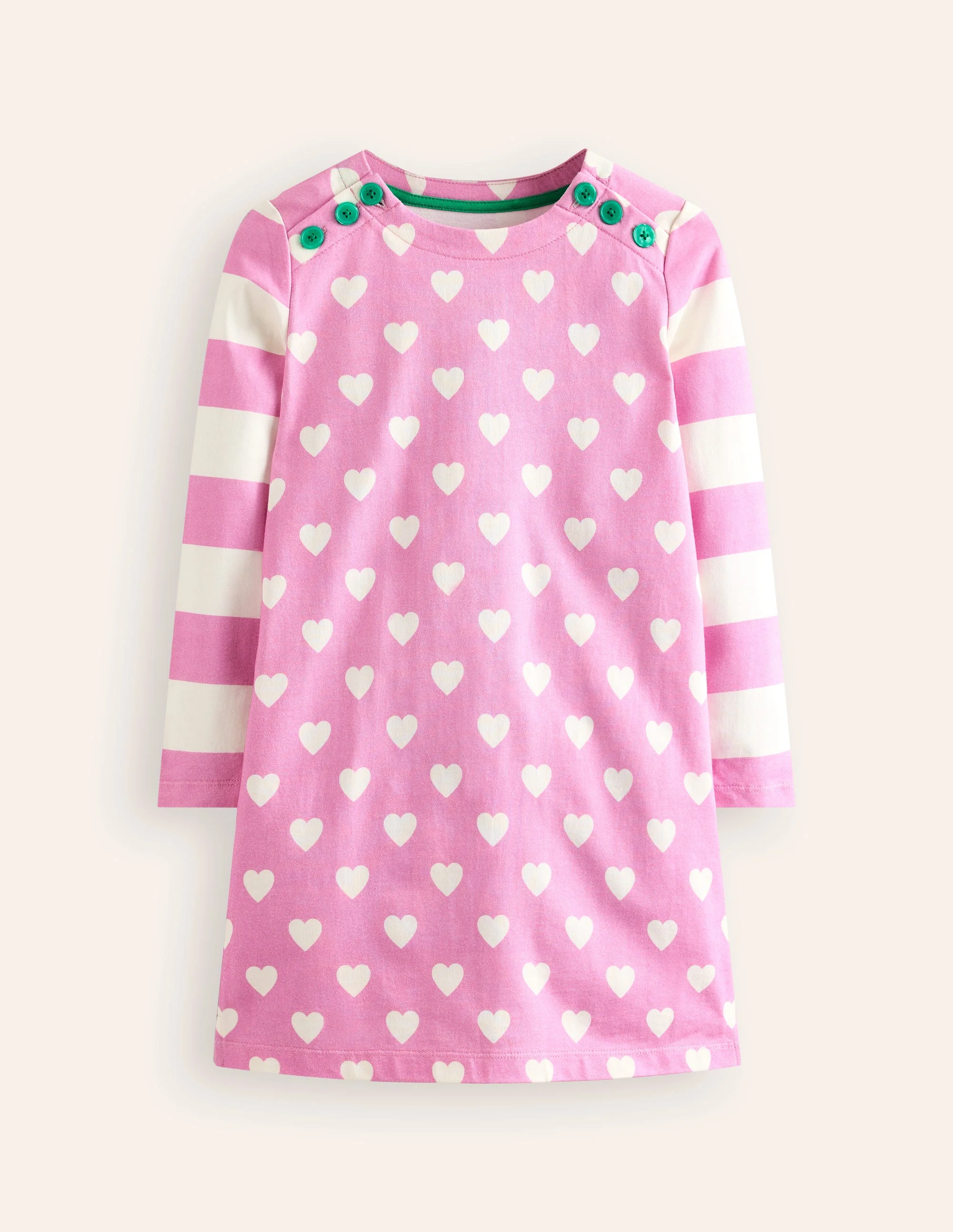 Lustiges Breton-Kleid-Kosmos Rosa Herzen