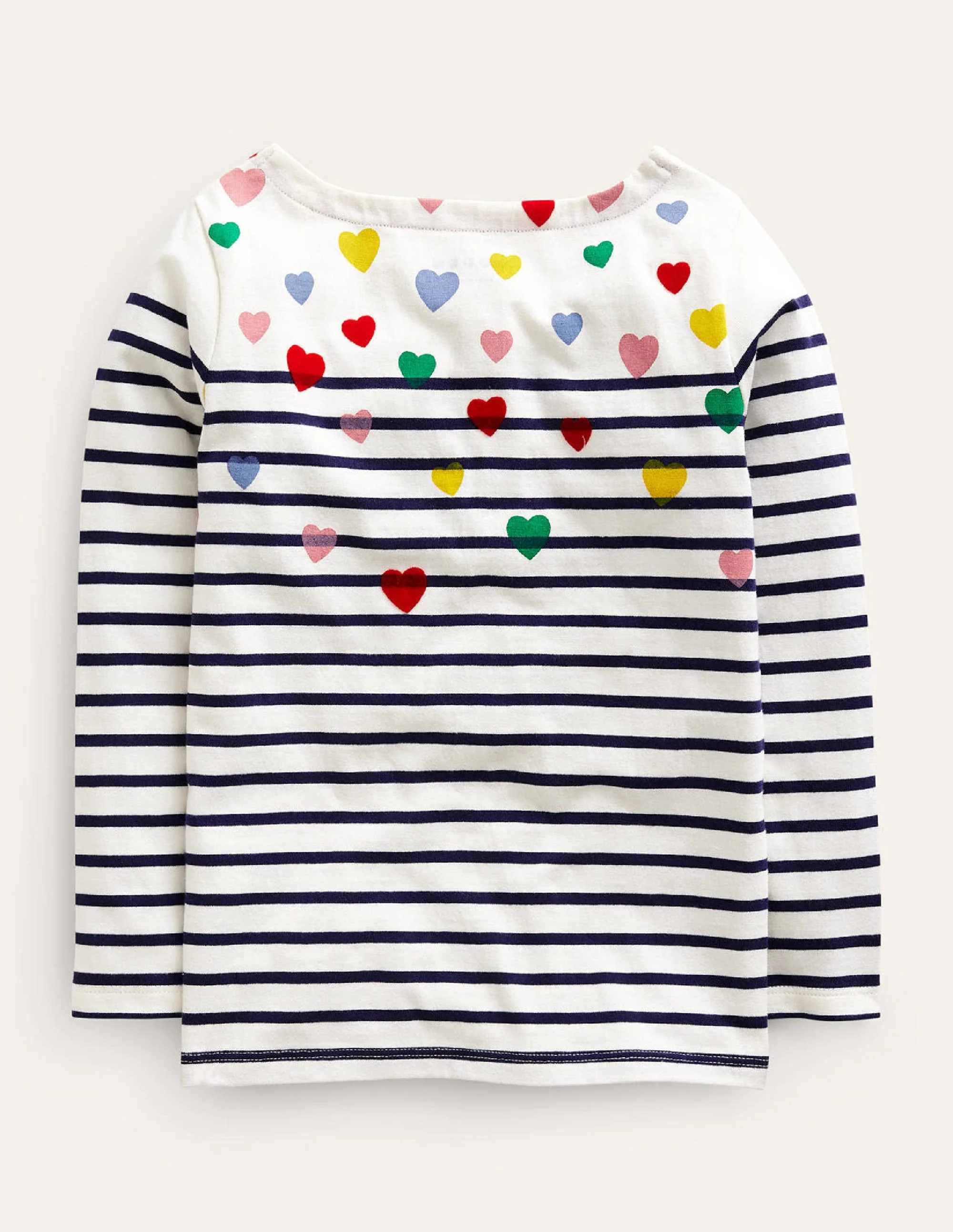 Lustiges Bretonshirt-Naturweiß/Marineblau Bunte Herzen - Image 2
