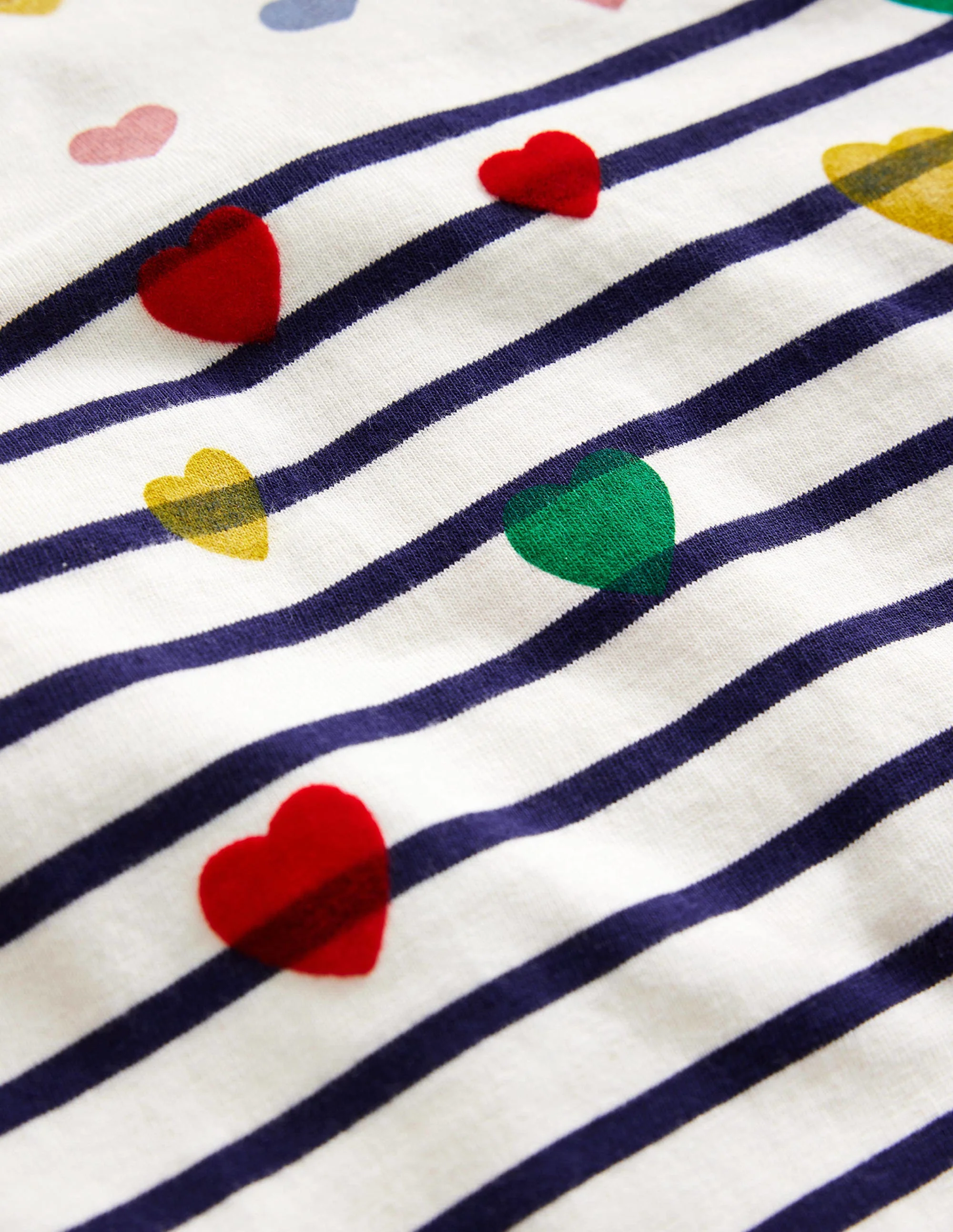 Lustiges Bretonshirt-Naturweiß/Marineblau Bunte Herzen - Image 3