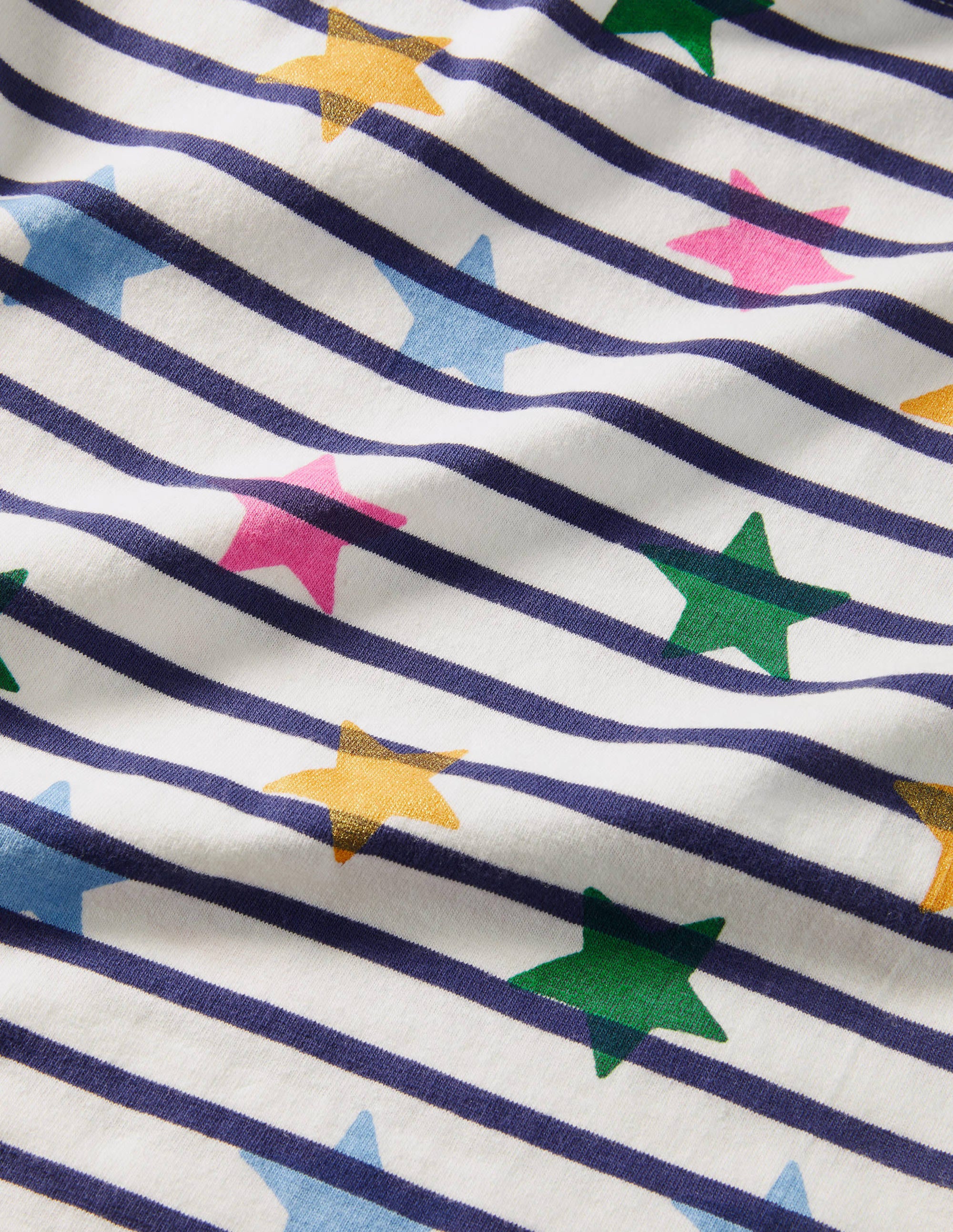 Lustiges Bretonshirt-Naturweiß/Navy, Bunte Sterne - Image 3