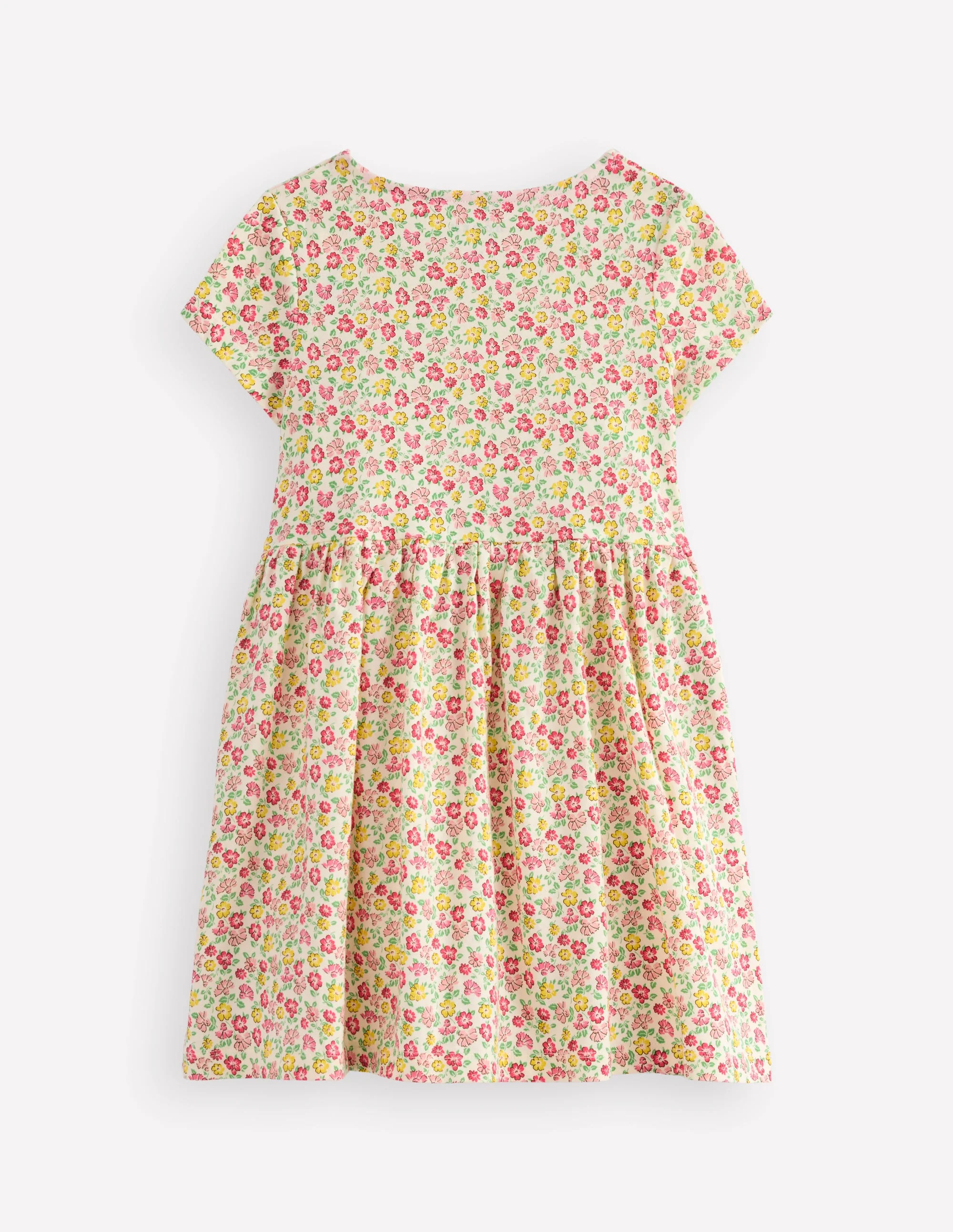 Lustiges Jerseykleid mit Herztasche-Bunt Sommer Blumenbeet - Image 2