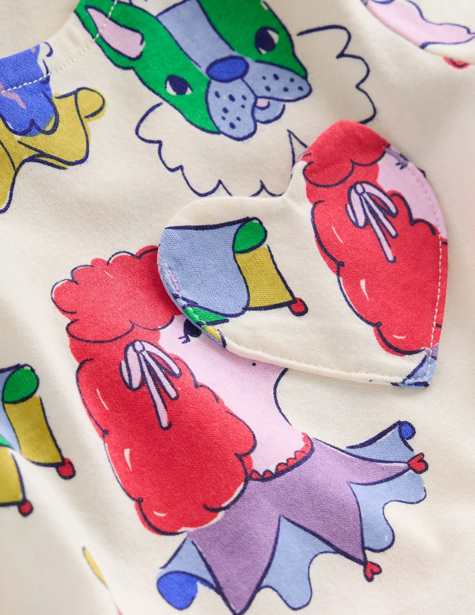 Lustiges Jerseykleid mit Herztasche-Weiches Naturweiß Haustierparade - Image 3