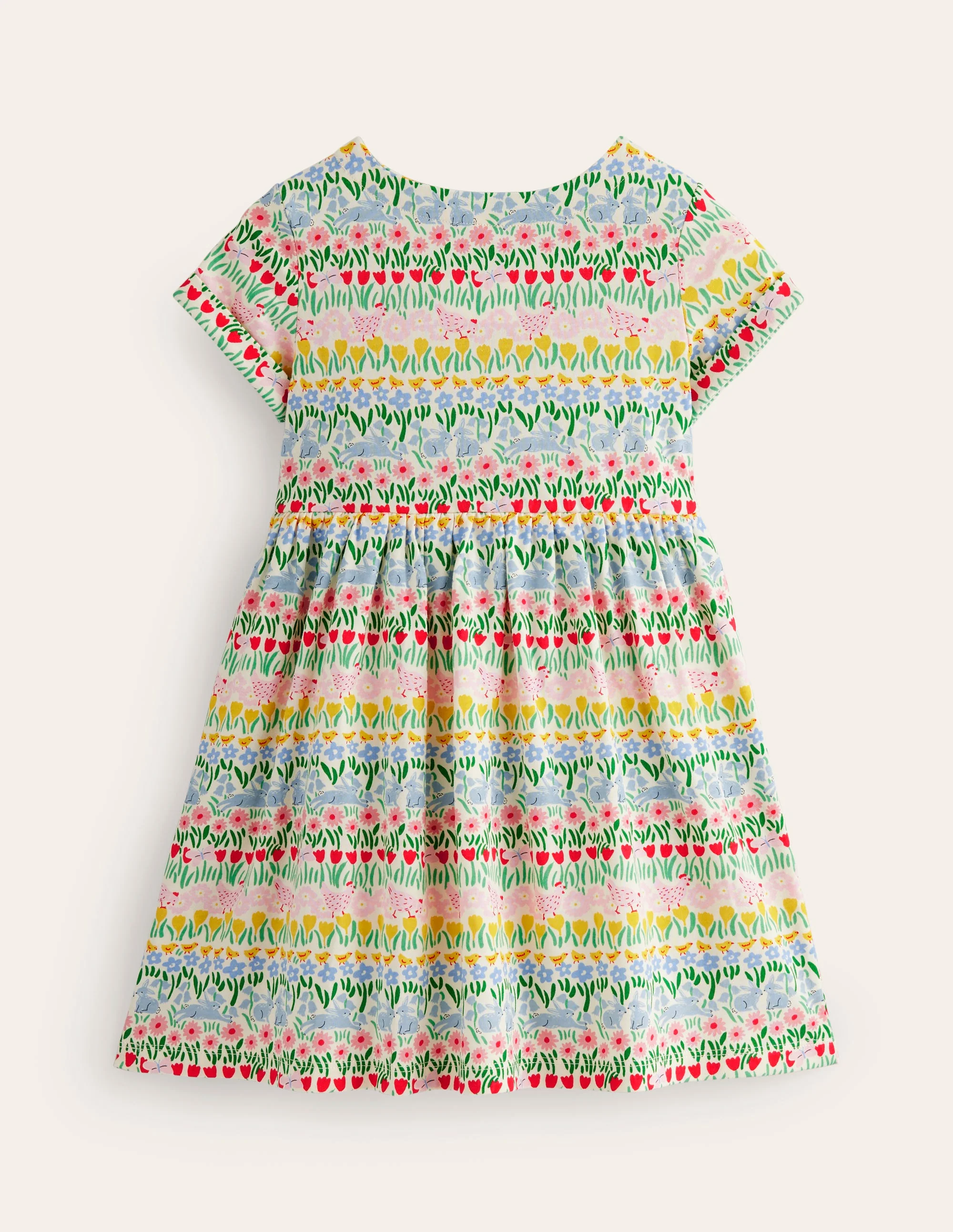 Lustiges Jerseykleid mit kurzen Ärmeln-Bunt Frühling Streifen - Image 2
