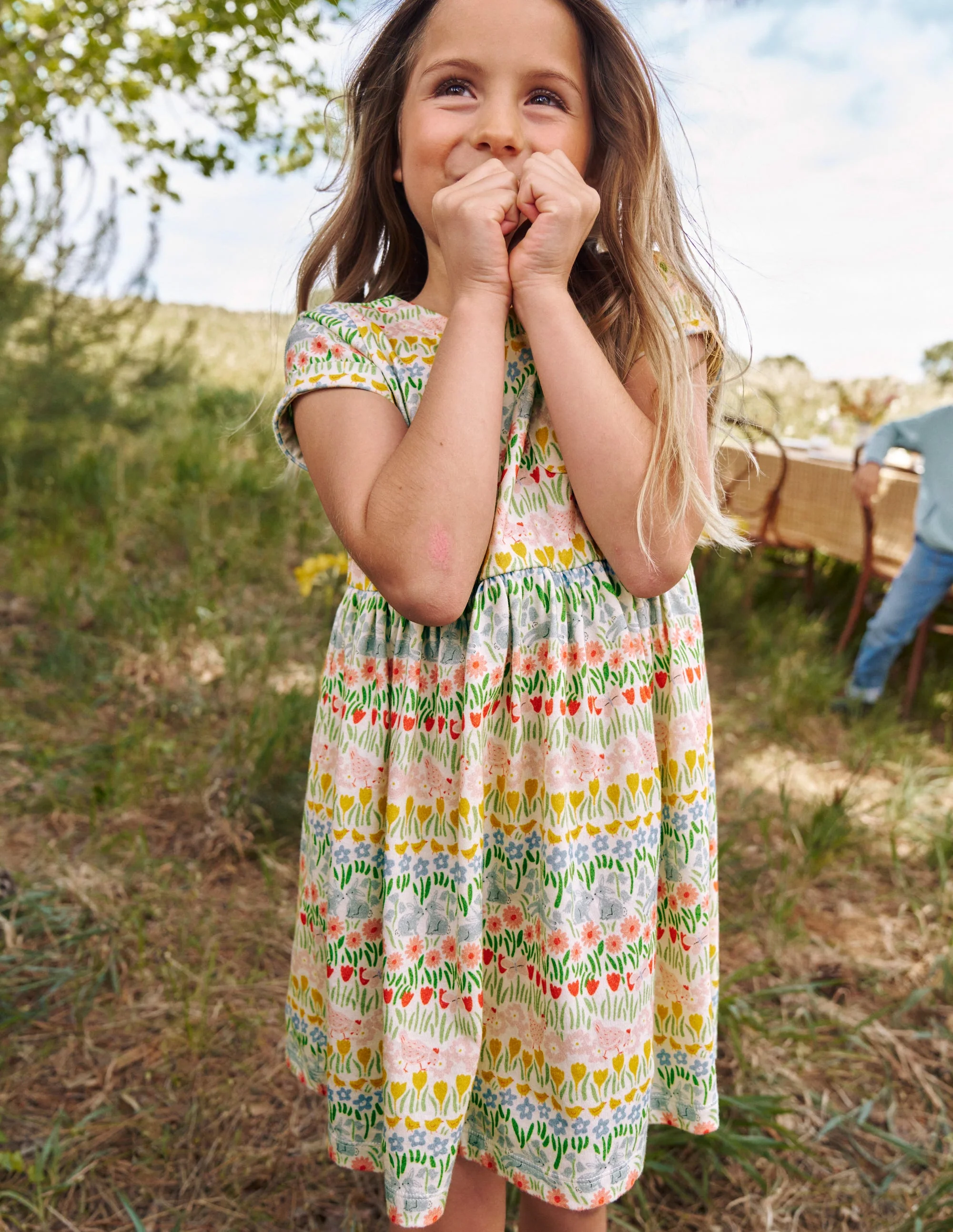 Lustiges Jerseykleid mit kurzen Ärmeln-Bunt Frühling Streifen - Image 4