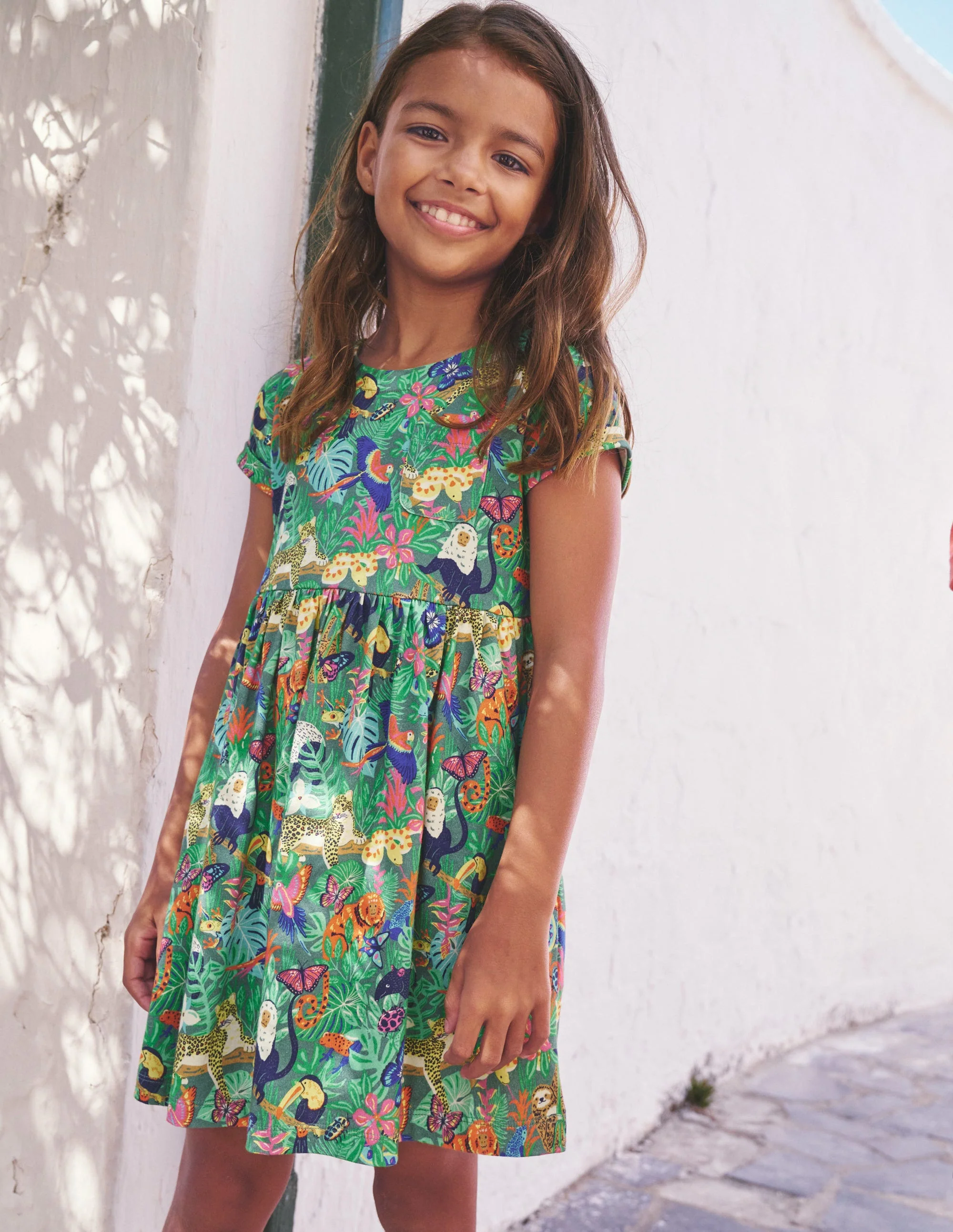 Lustiges Jerseykleid mit kurzen Ärmeln-Fichtengrün Regenwald - Image 4