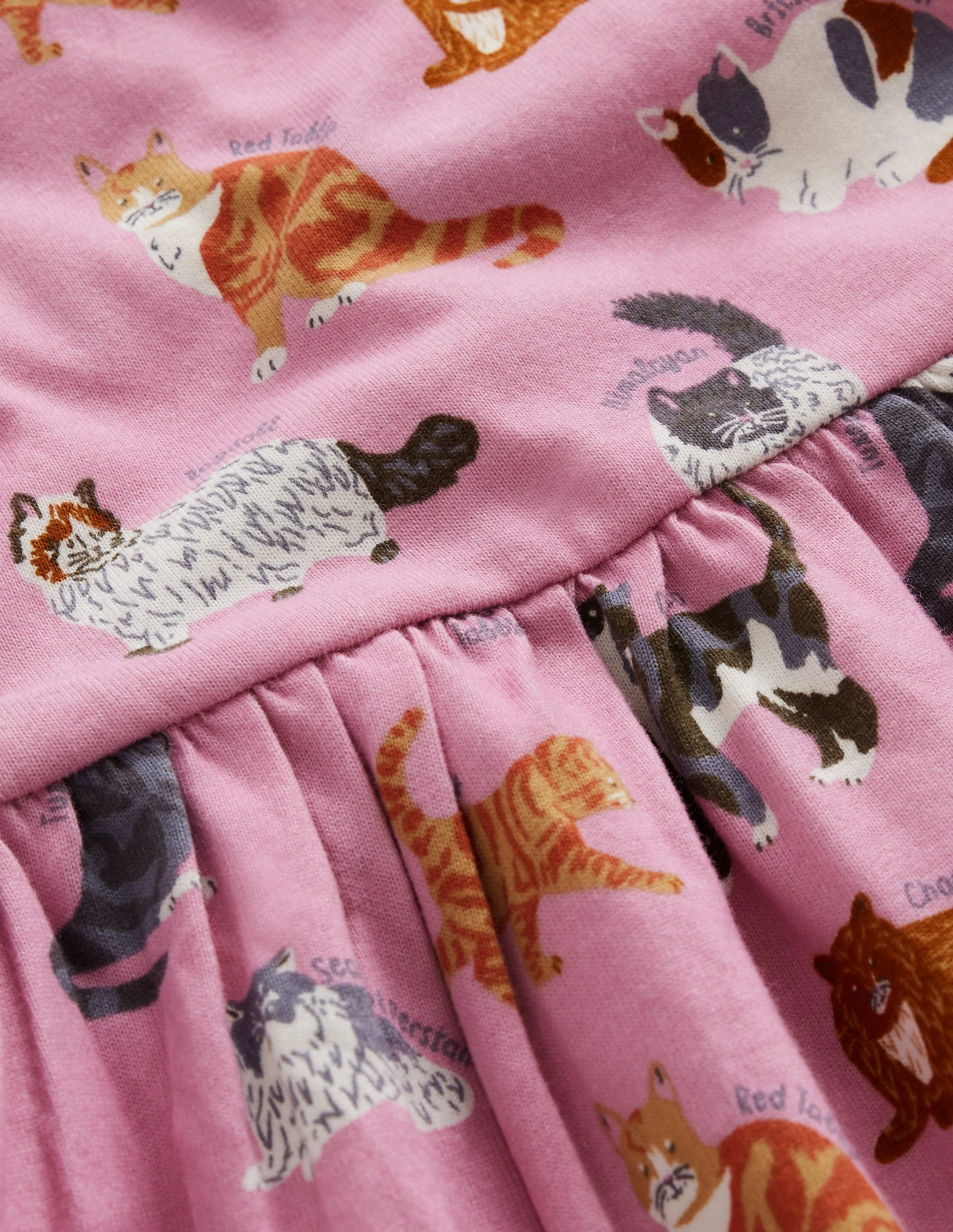 Lustiges Jerseykleid mit kurzen Ärmeln-Kirschblütenrosa Katzen - Image 3