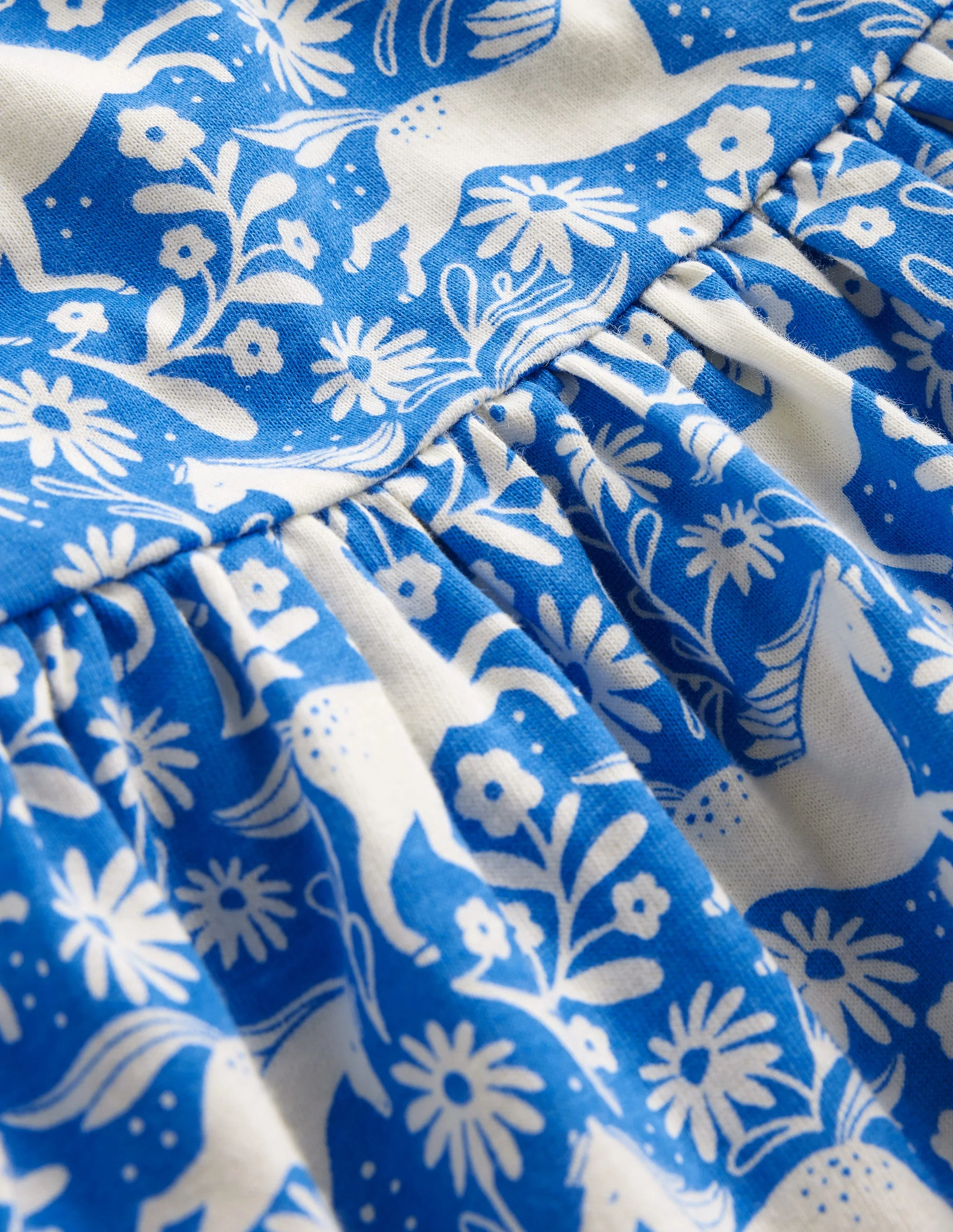 Lustiges Jerseykleid mit kurzen Ärmeln-Pfauenfeder-Blau Pferde - Image 3