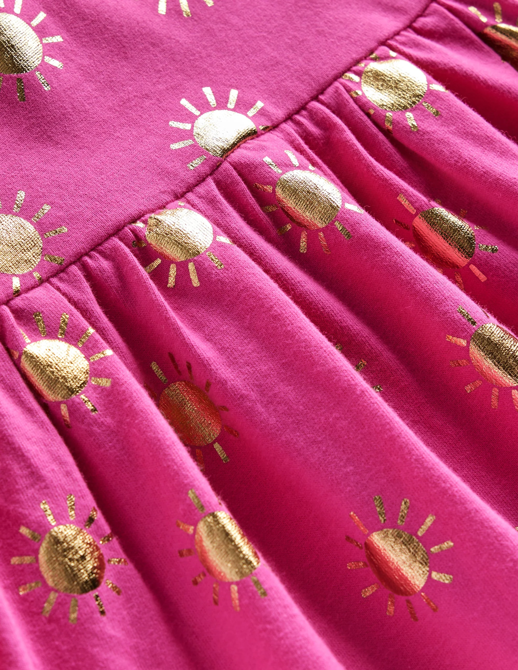 Lustiges Jerseykleid mit kurzen Ärmeln-Prickelndes Pink/goldene Sonnen - Image 3