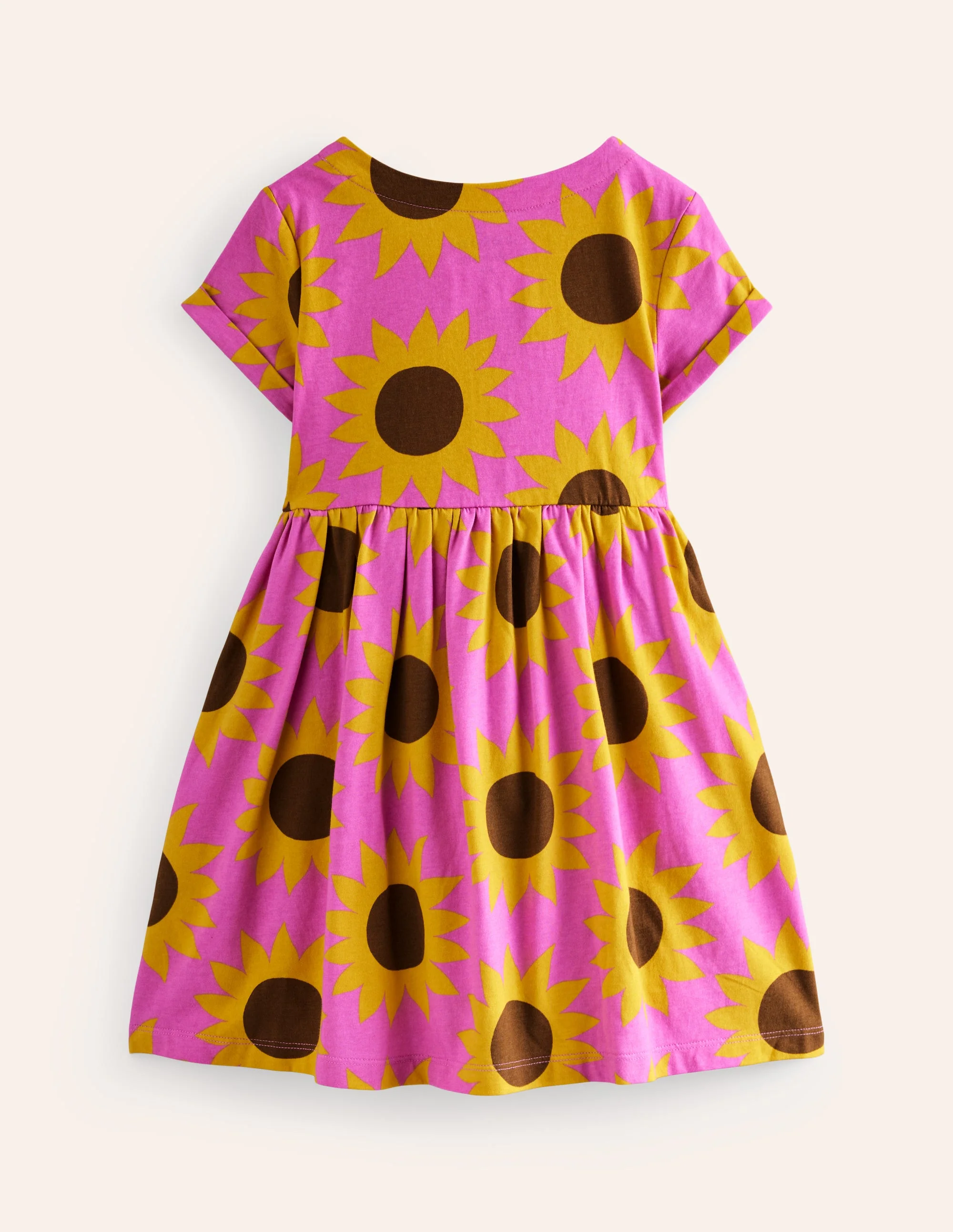 Lustiges Jerseykleid mit kurzen Ärmeln-Rosa Sonnenblume Geo - Image 2