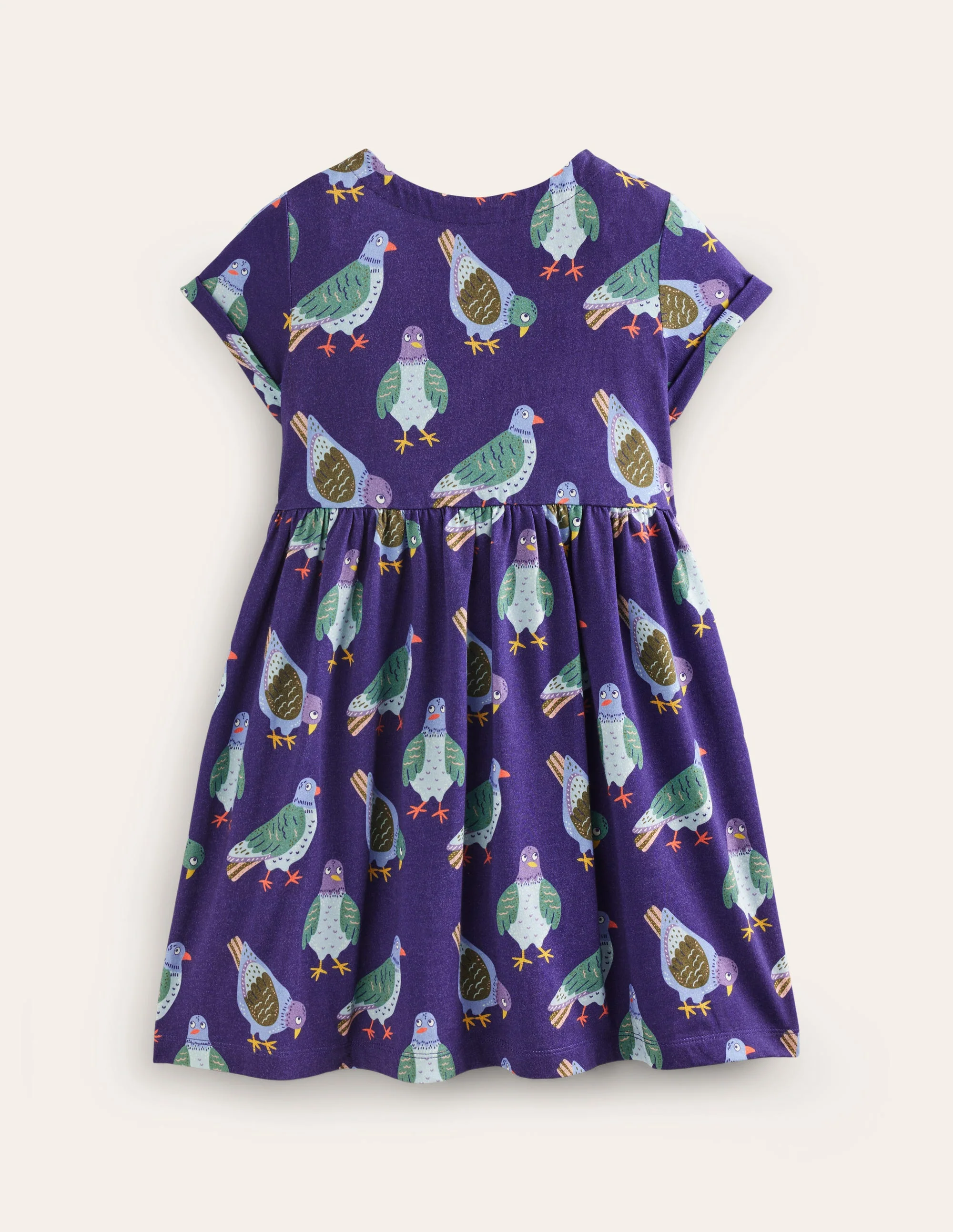 Lustiges Jerseykleid mit kurzen Ärmeln-Steuerbord-Marineblau Tauben - Image 3