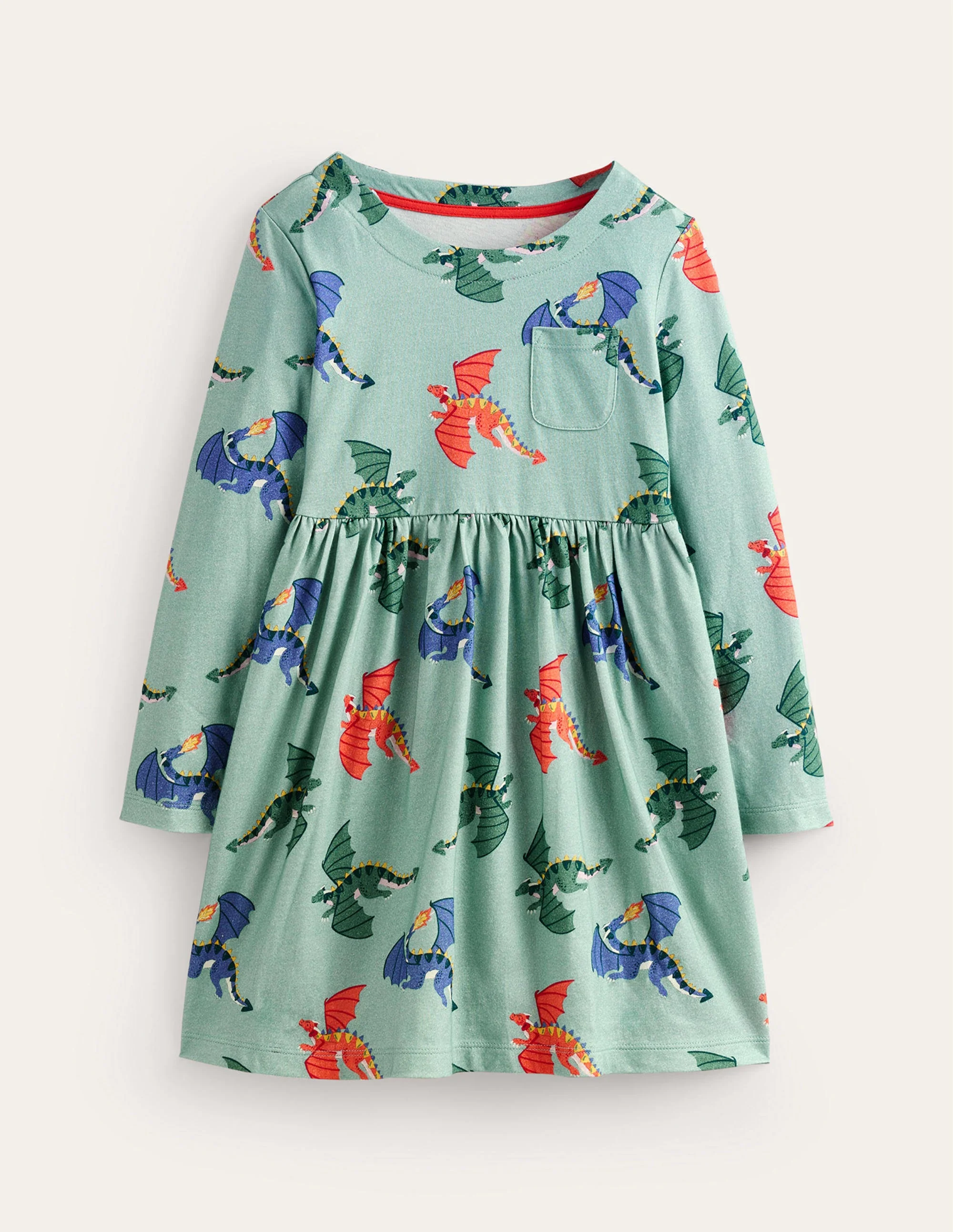Lustiges Jerseykleid mit langen Ärmeln-Georgisch Blau Drachen