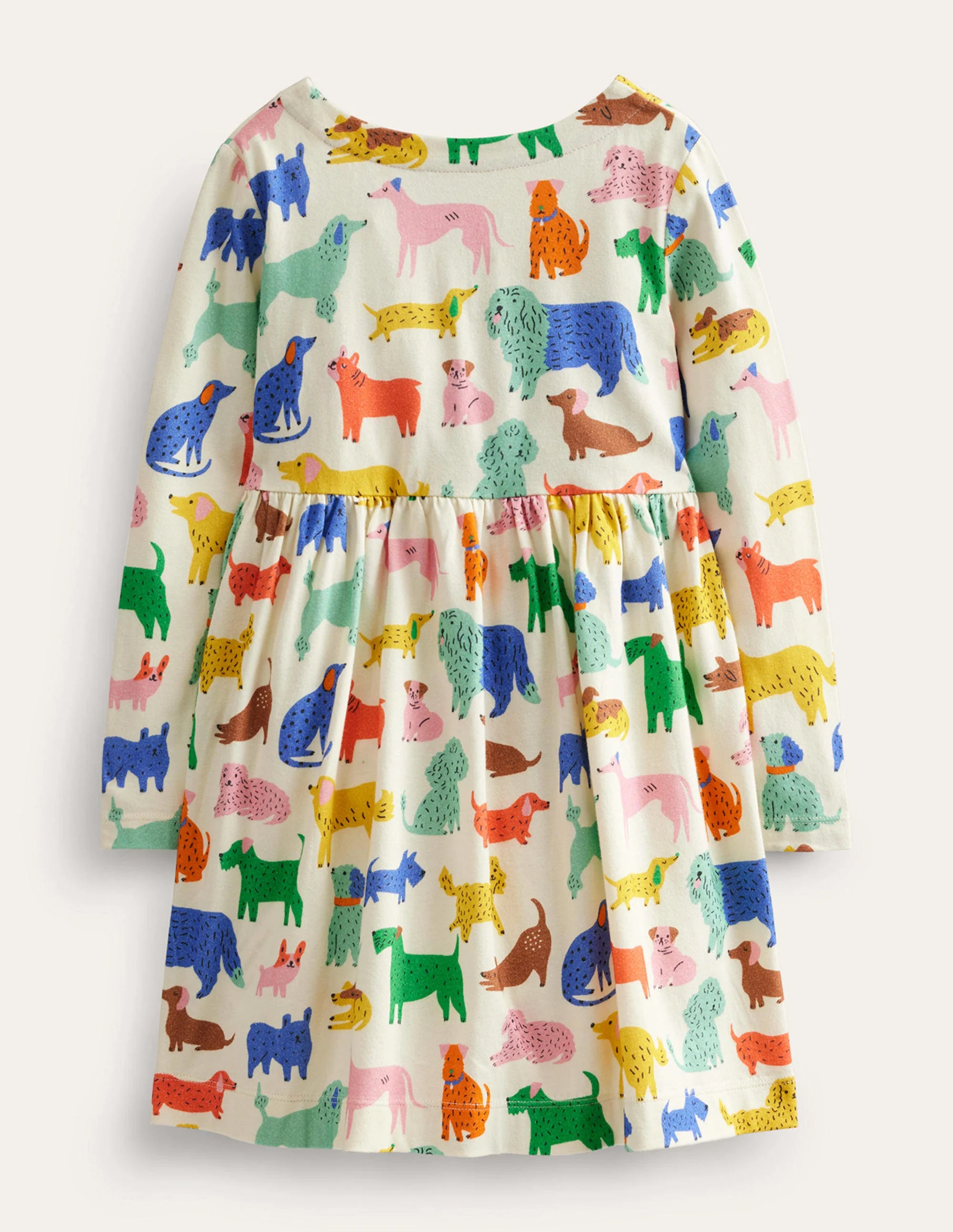 Lustiges Jerseykleid mit langen Ärmeln-Naturweiß Verspielte Welpen - Image 2