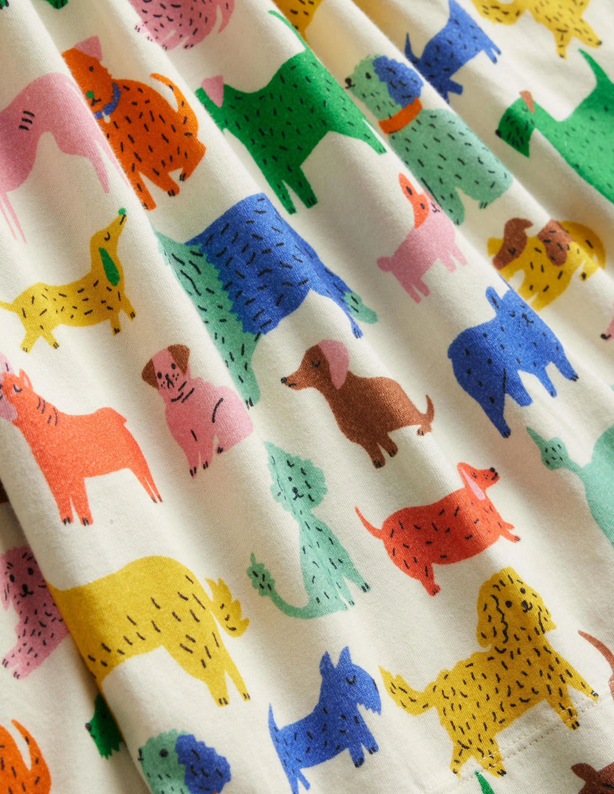 Lustiges Jerseykleid mit langen Ärmeln-Naturweiß Verspielte Welpen - Image 3