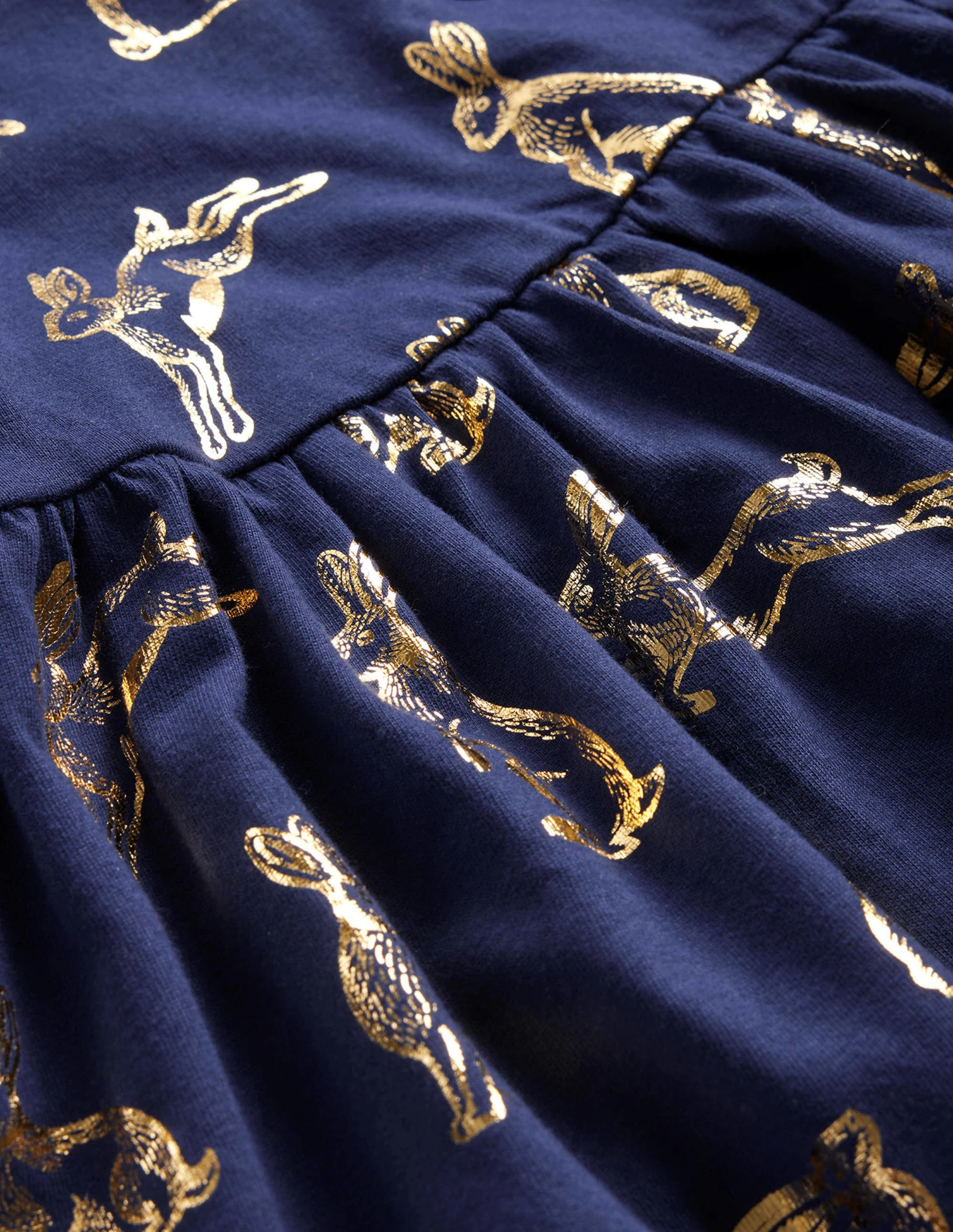 Lustiges Jerseykleid mit langen Ärmeln-Schuluniform-Marineblau Folien-Hasen - Image 3