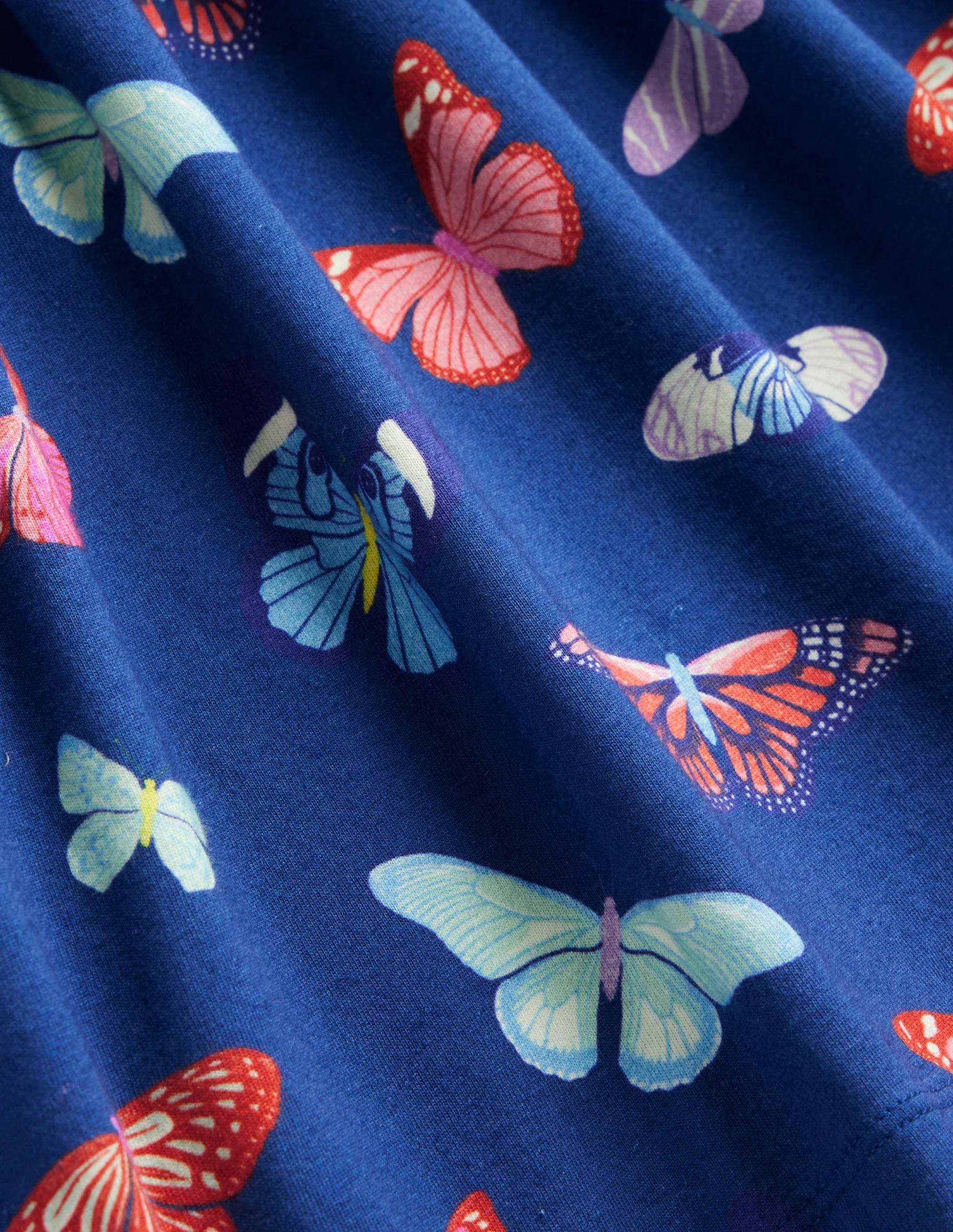 Lustiges Jerseykleid mit langen Ärmeln-Schuluniform-Marineblau Schmetterlinge - Image 3