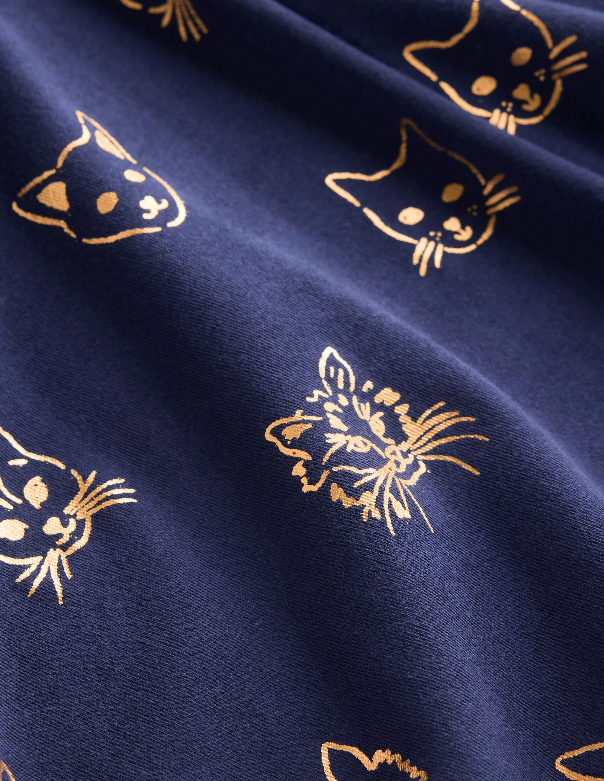 Mabel Ballerinakleid mit Tellerrock-Schuluniform-Marineblau Goldfolien-Katzen - Image 5