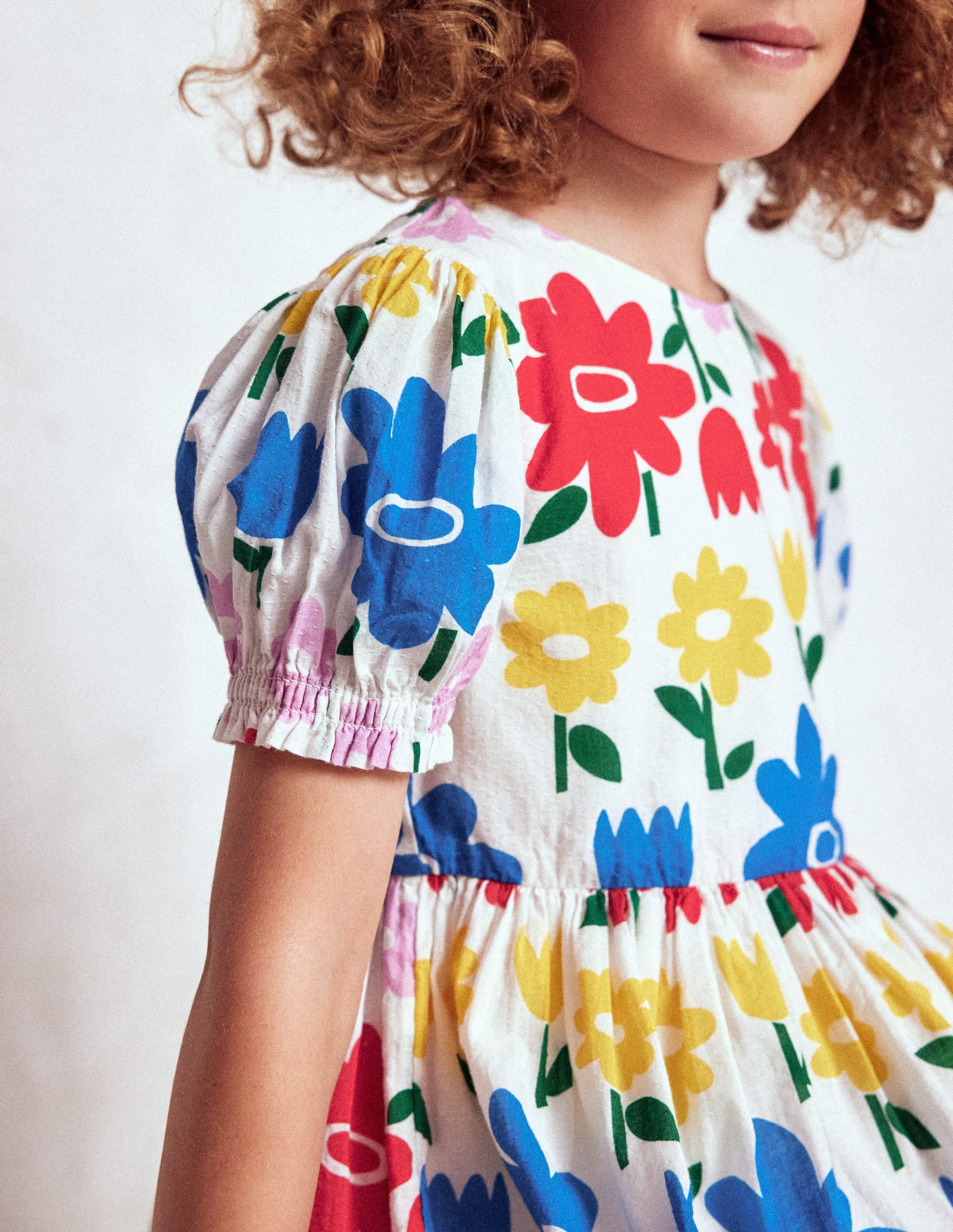 Madeline Gewebtes Kleid-Bunt Regenbogen Blume - Image 2