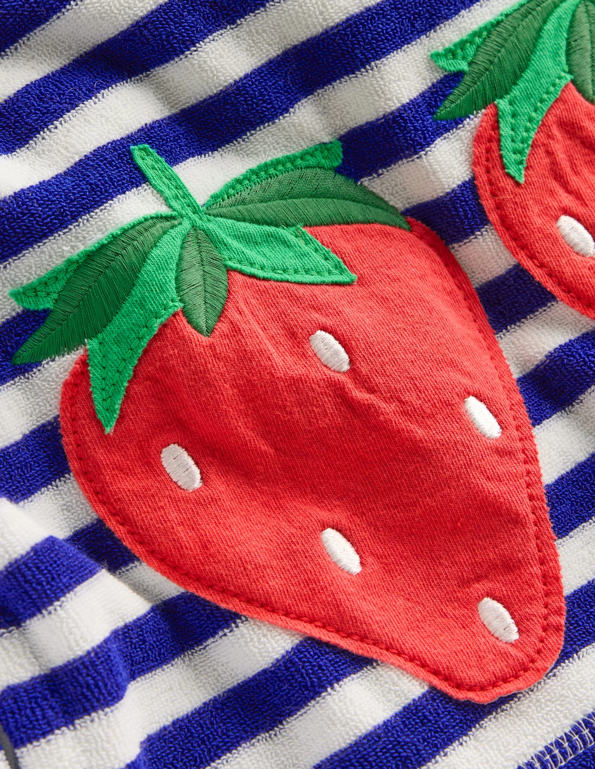 Mara Frottee-Badeponcho-Leuchtendes Blau Obst Streifen - Image 3