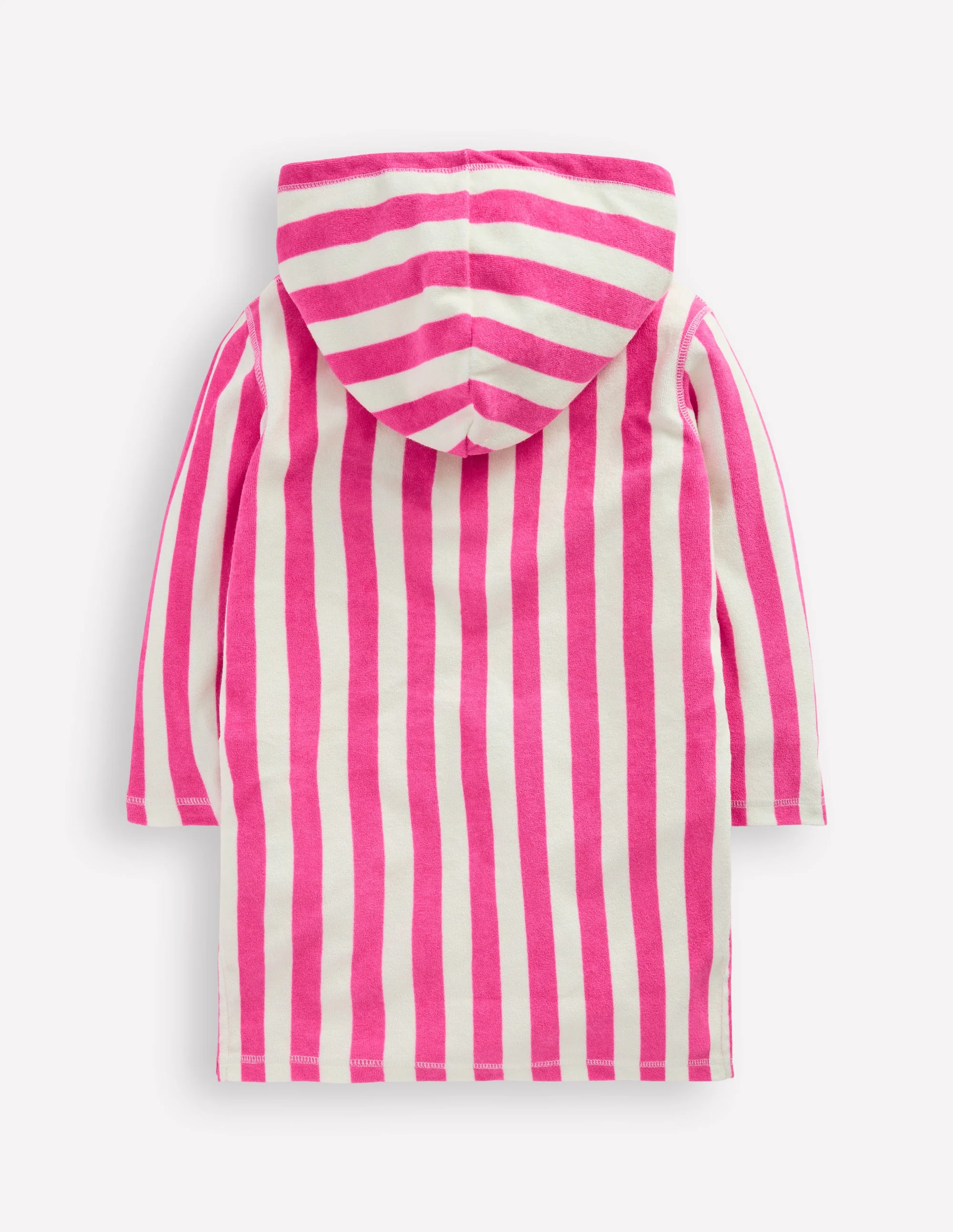 Mara Frottee-Badeponcho-Sorbet-Rosa Palme Streifen - Image 2