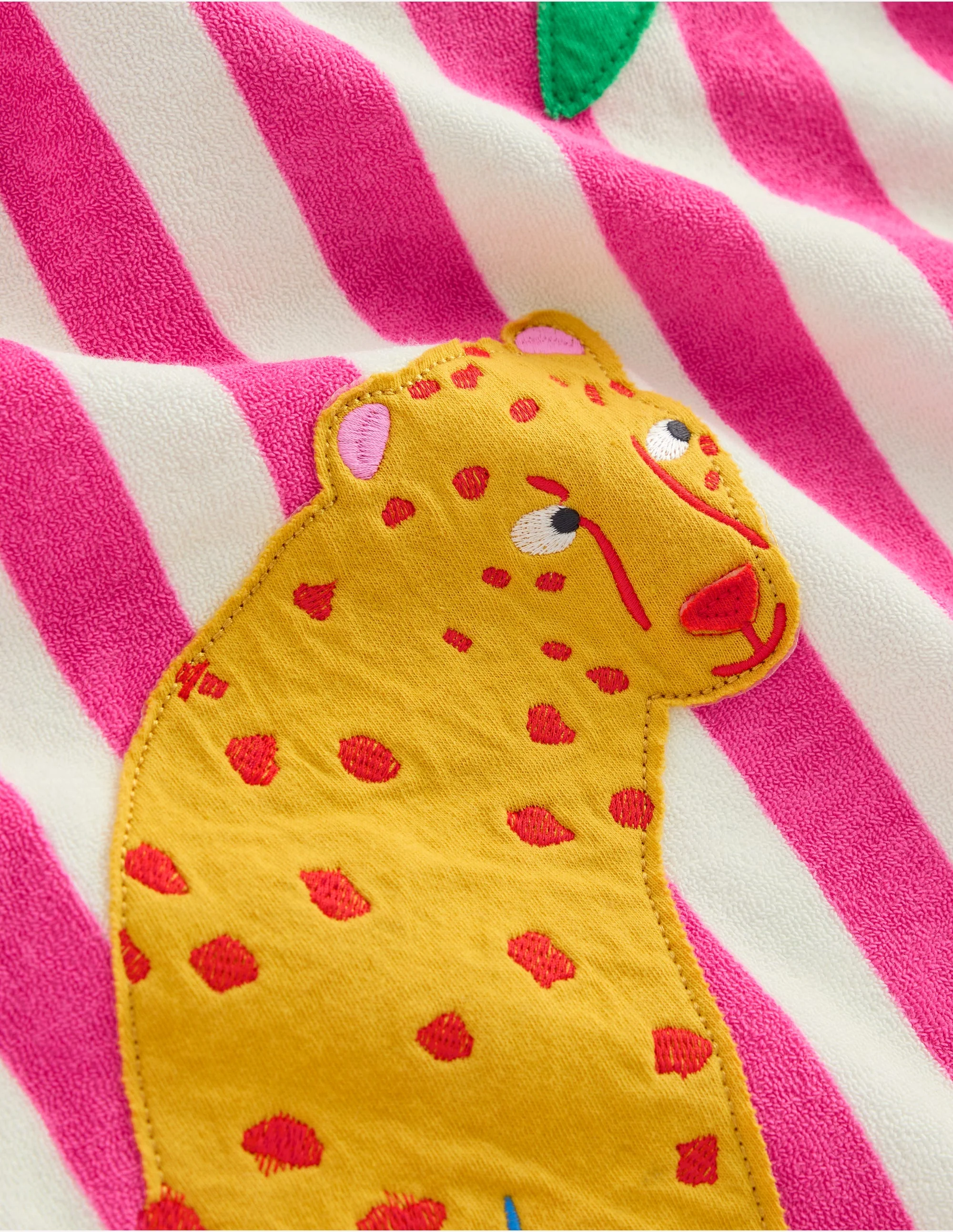 Mara Frottee-Badeponcho-Sorbet-Rosa Palme Streifen - Image 3