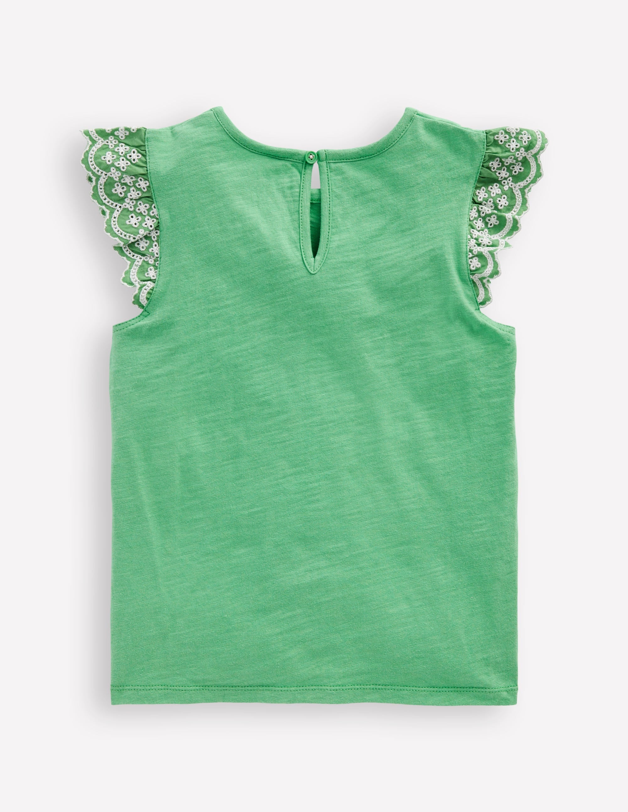 Margaret T-Shirt mit Lochstickerei und Rüschen-Aloe Grün - Image 2