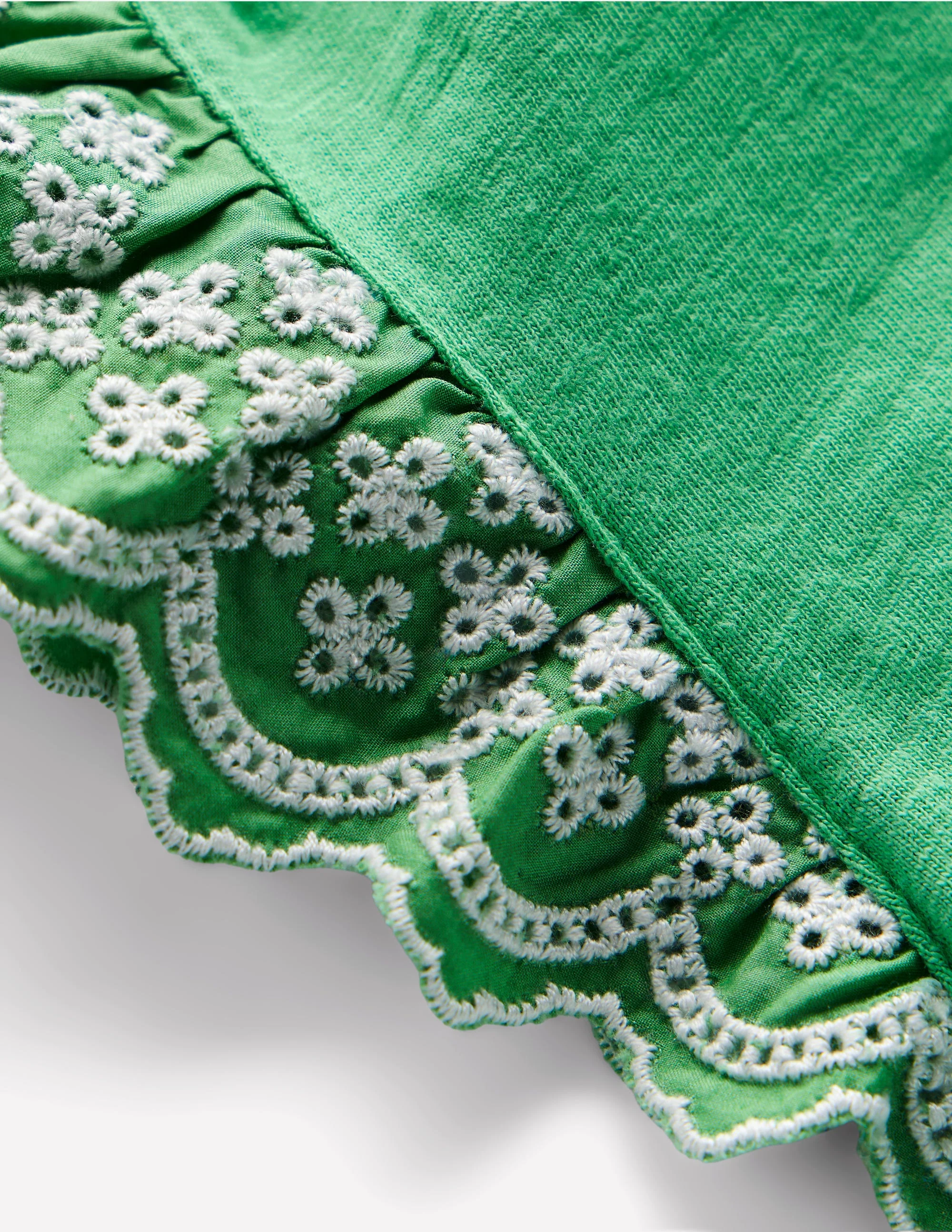 Margaret T-Shirt mit Lochstickerei und Rüschen-Aloe Grün - Image 3