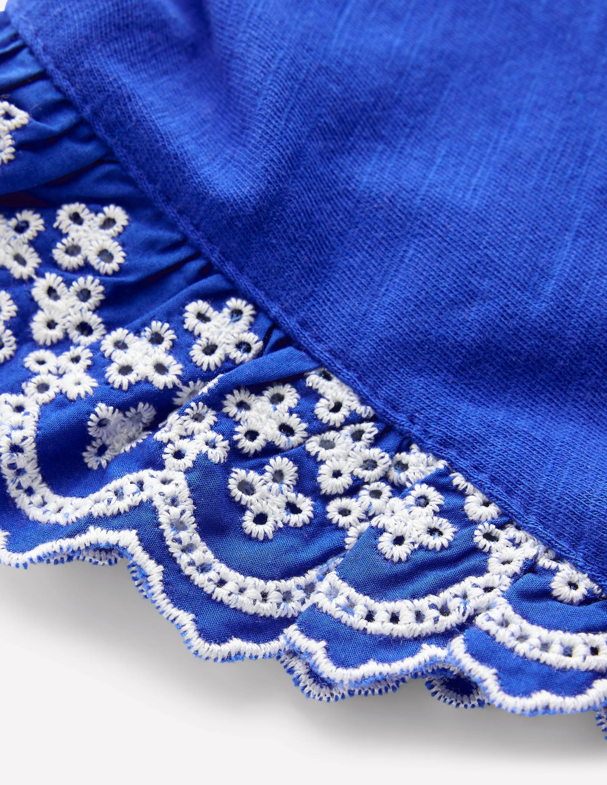Margaret T-Shirt mit Lochstickerei und Rüschen-Orionblau - Image 3