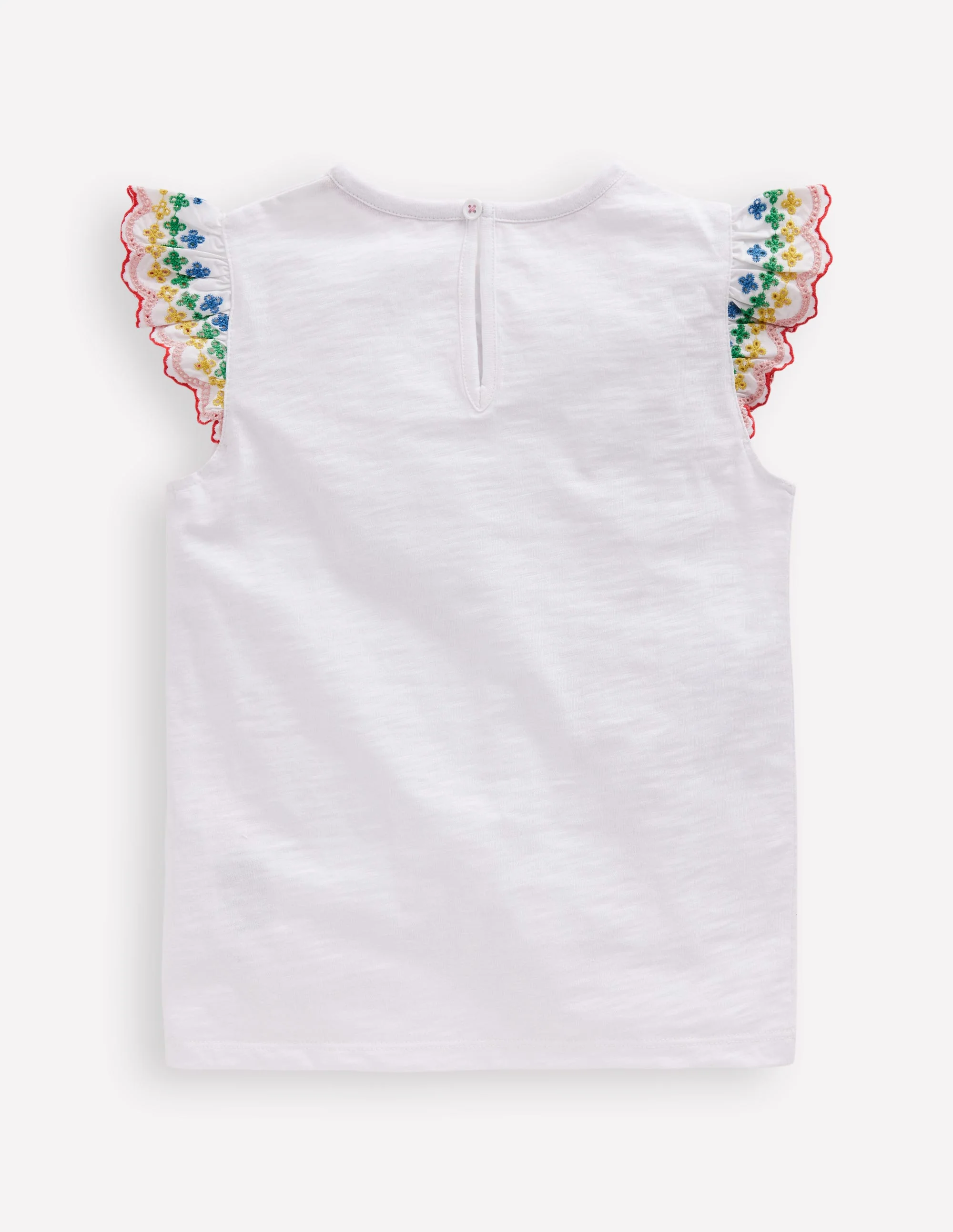 Margaret T-Shirt mit Lochstickerei und Rüschen-Weiß - Image 2