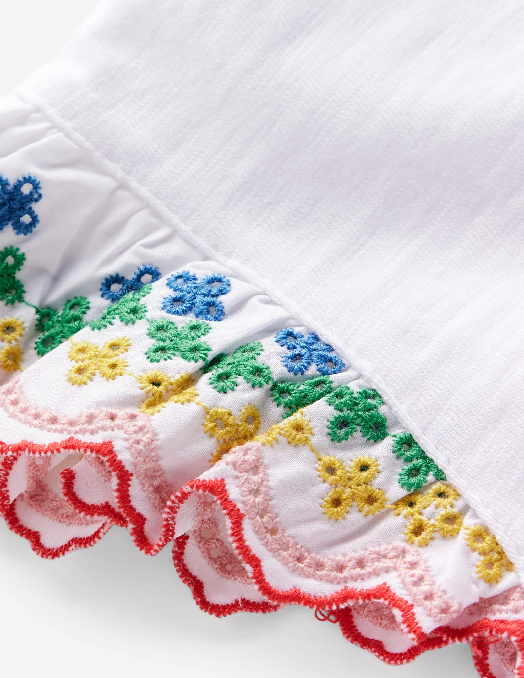 Margaret T-Shirt mit Lochstickerei und Rüschen-Weiß - Image 3