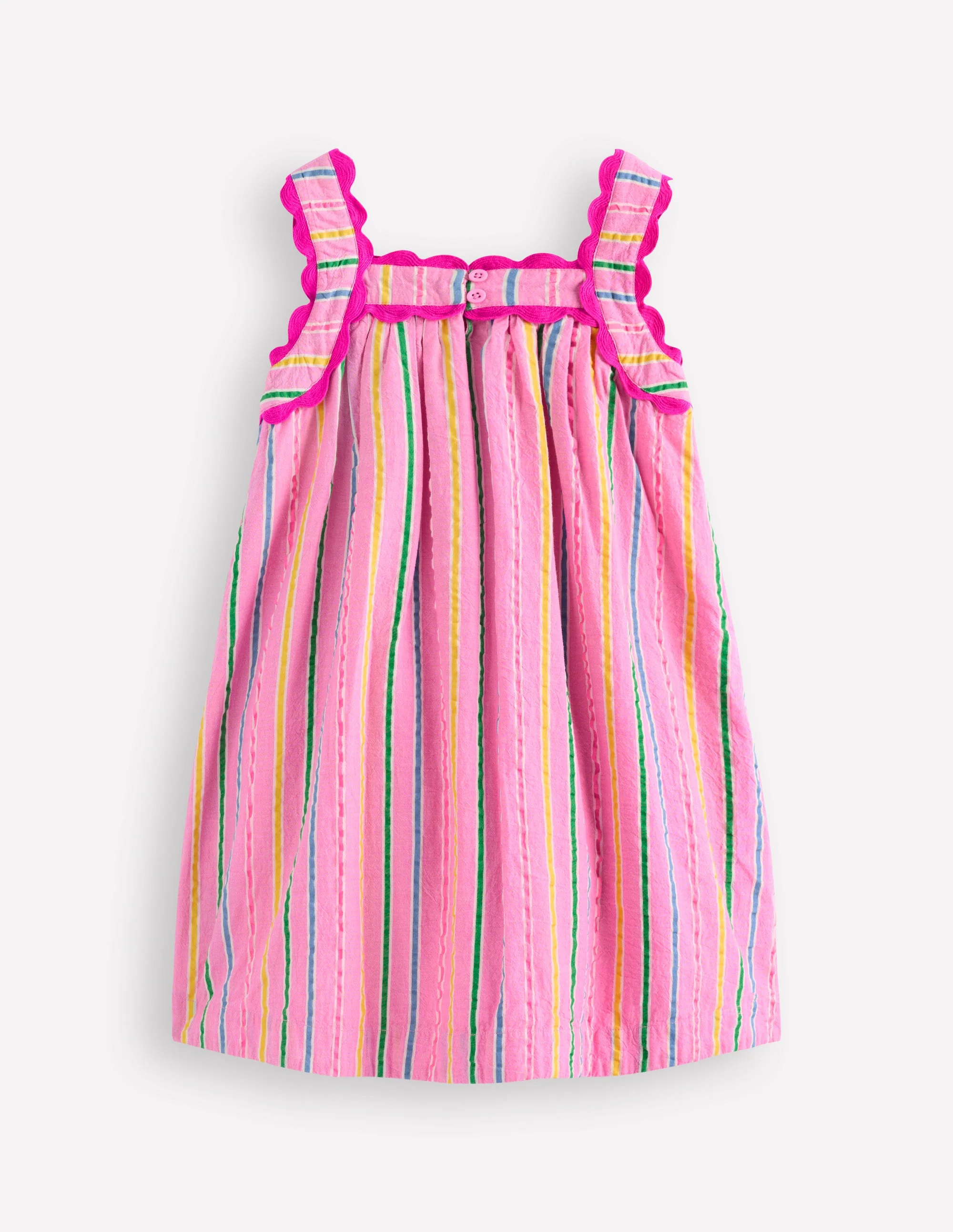 Maribel schwingendes Sommerkleid-Rosa Bunt Streifen - Image 4