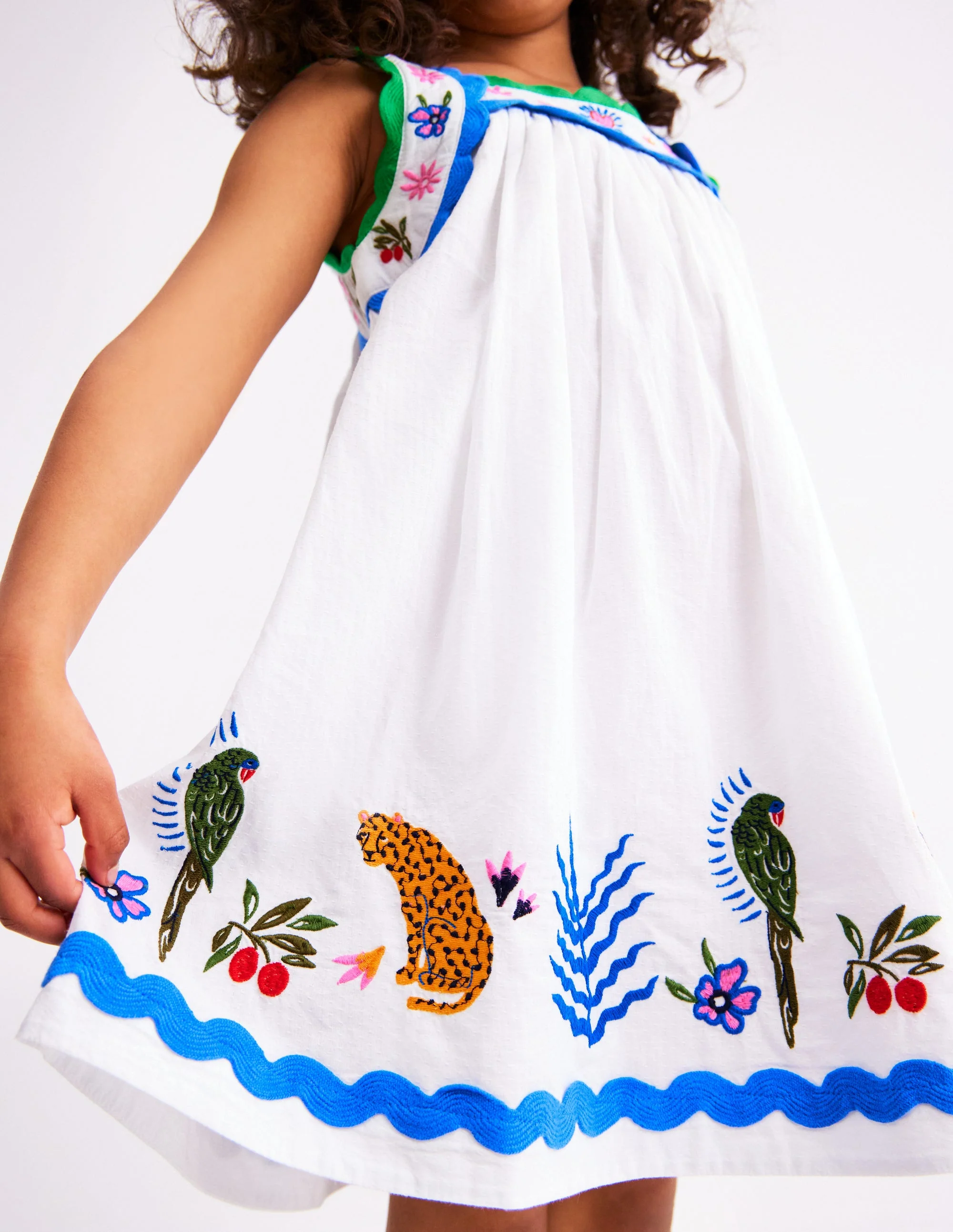 Maribel schwingendes Sommerkleid-Weiches Naturweiß Bunt Dschungel - Image 2