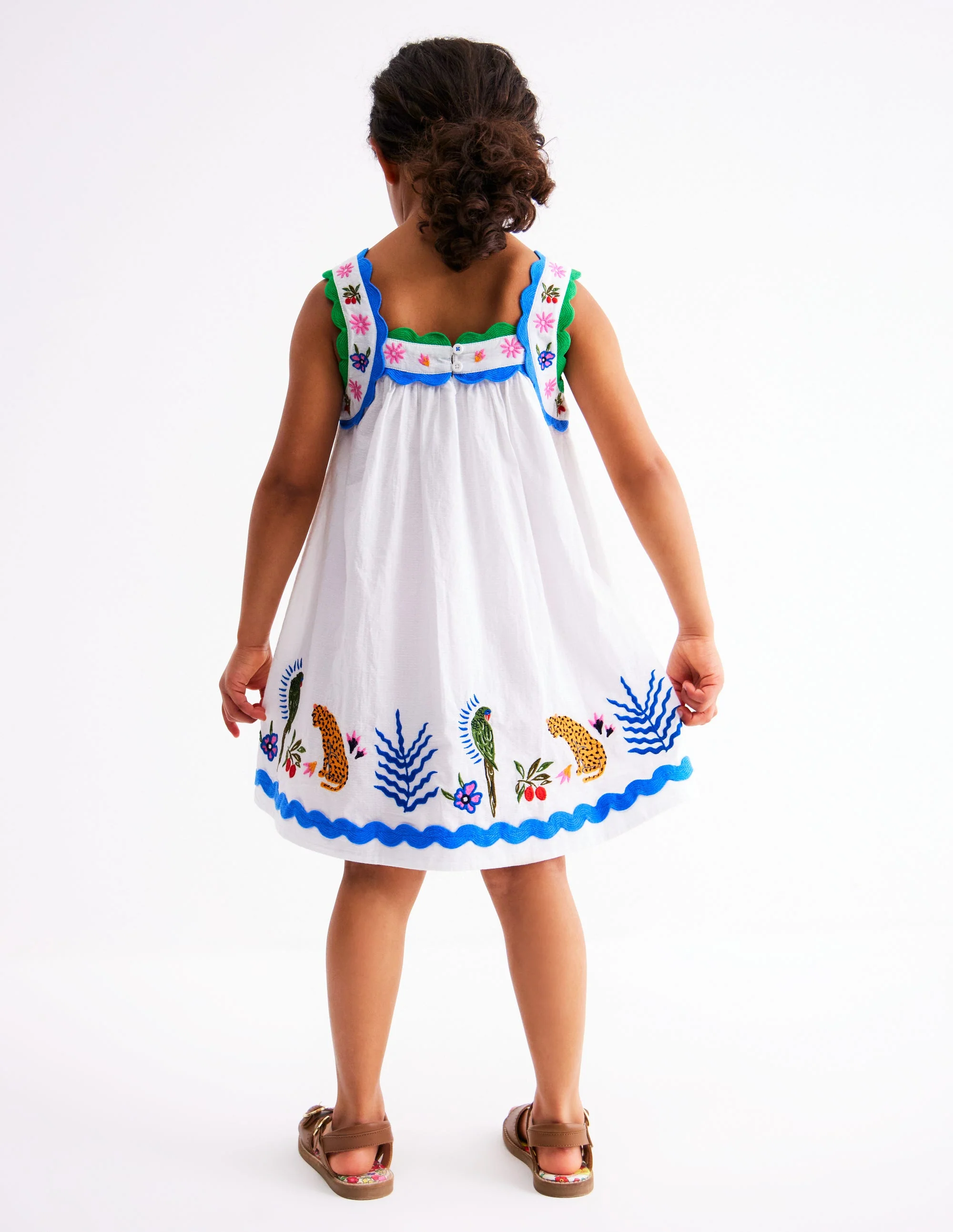 Maribel schwingendes Sommerkleid-Weiches Naturweiß Bunt Dschungel - Image 4