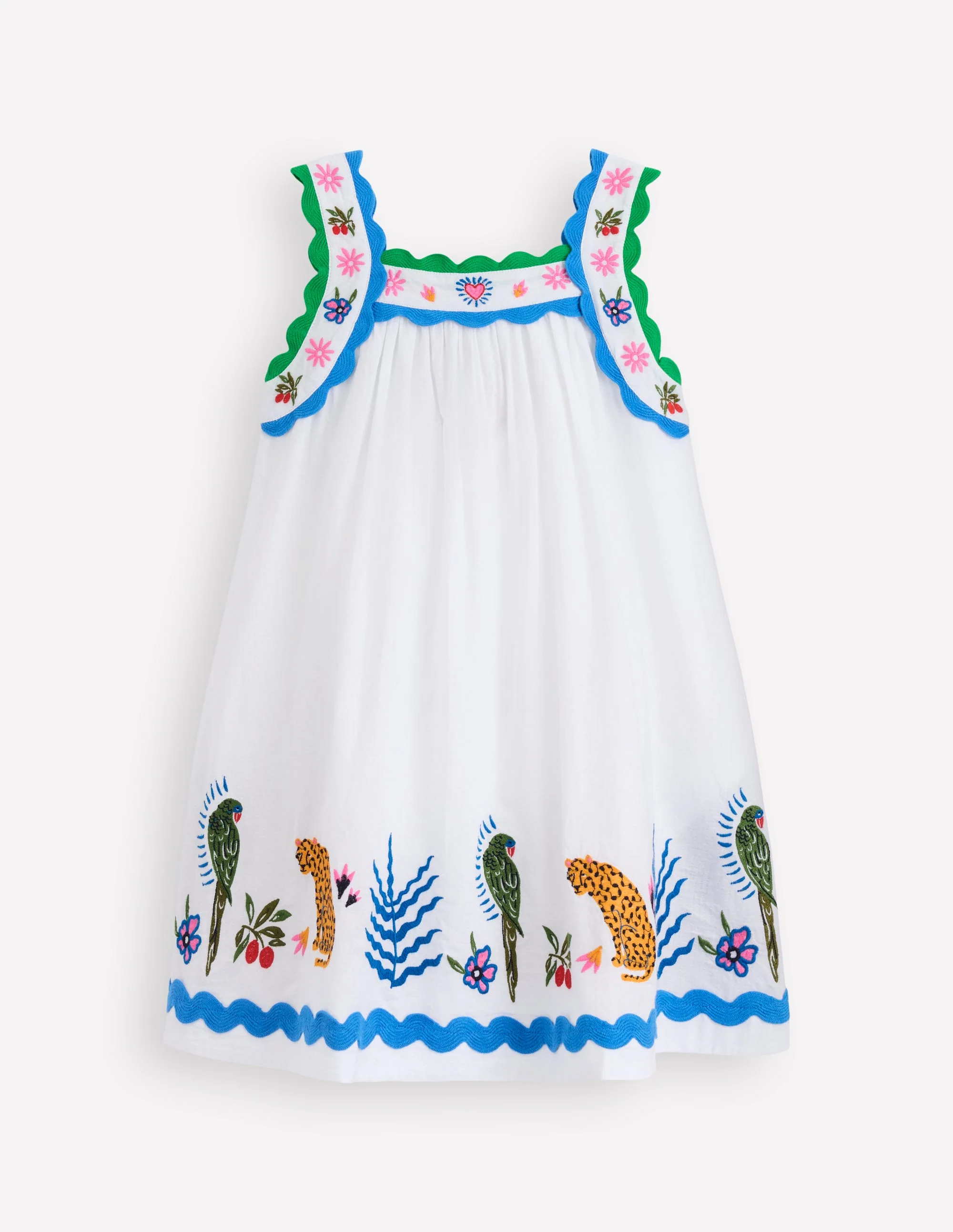 Maribel schwingendes Sommerkleid-Weiches Naturweiß Bunt Dschungel - Image 5