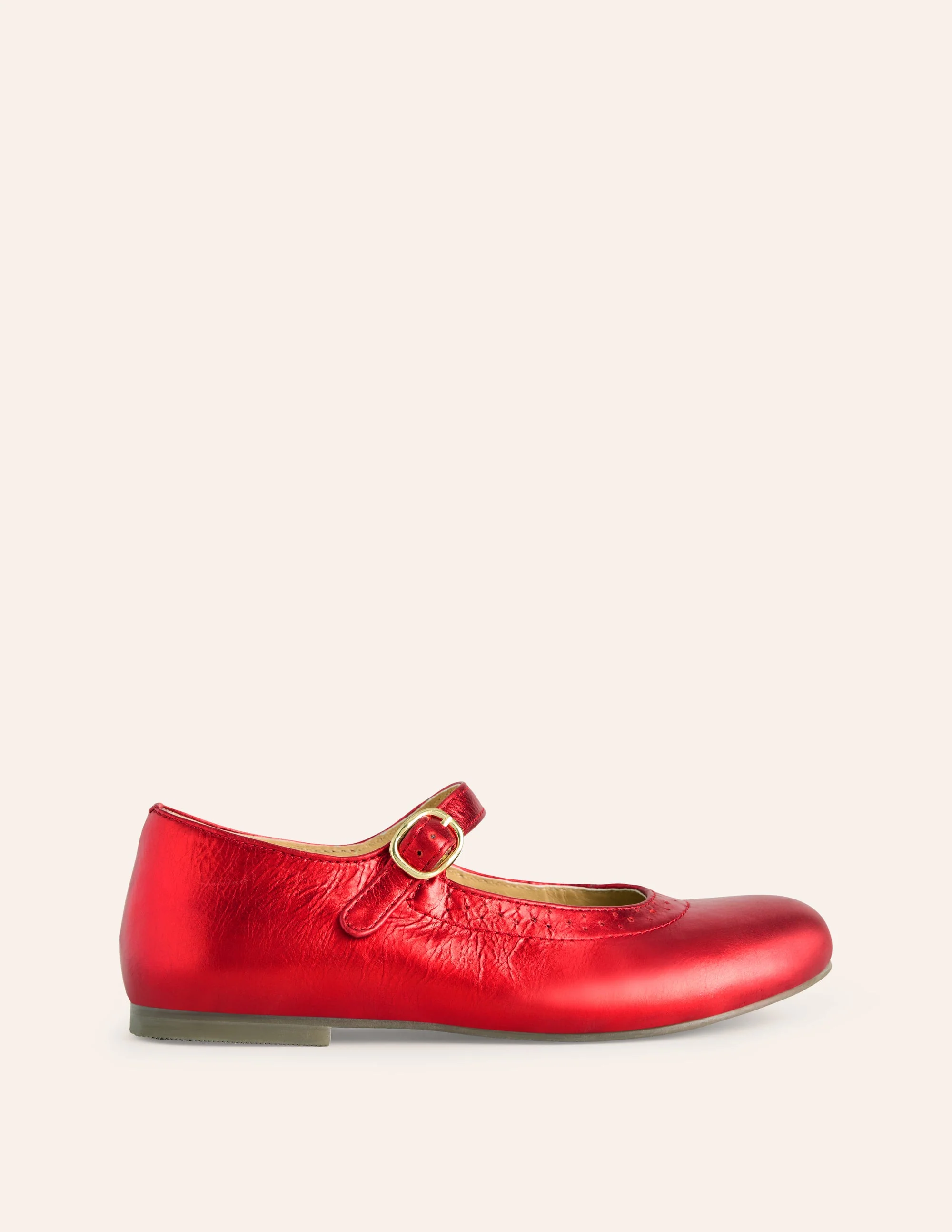 Mary Janes aus Leder-Rot-Metallic