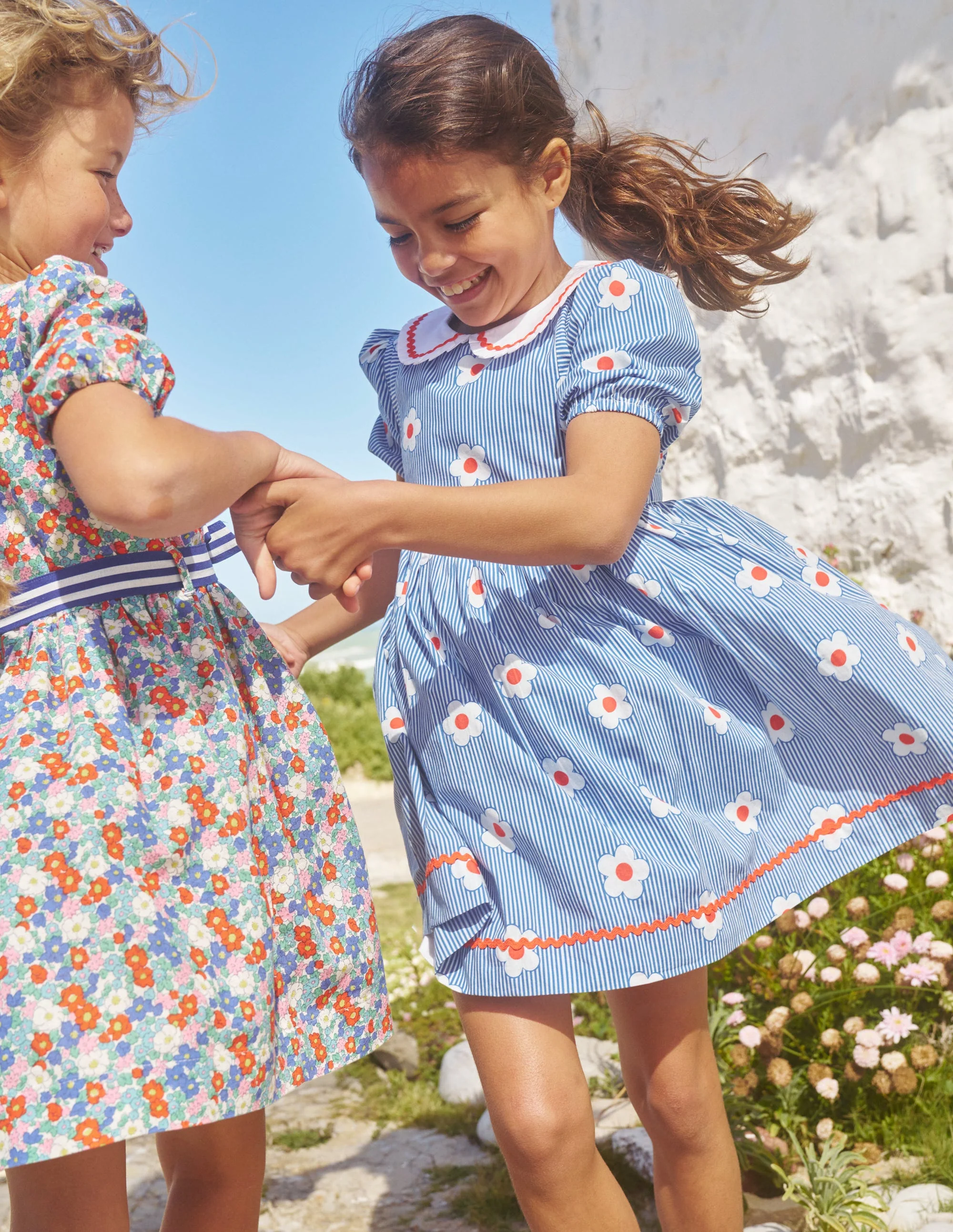 Matrosenkleid mit Kragen-Blau Gänsblümchen Streifen - Image 4