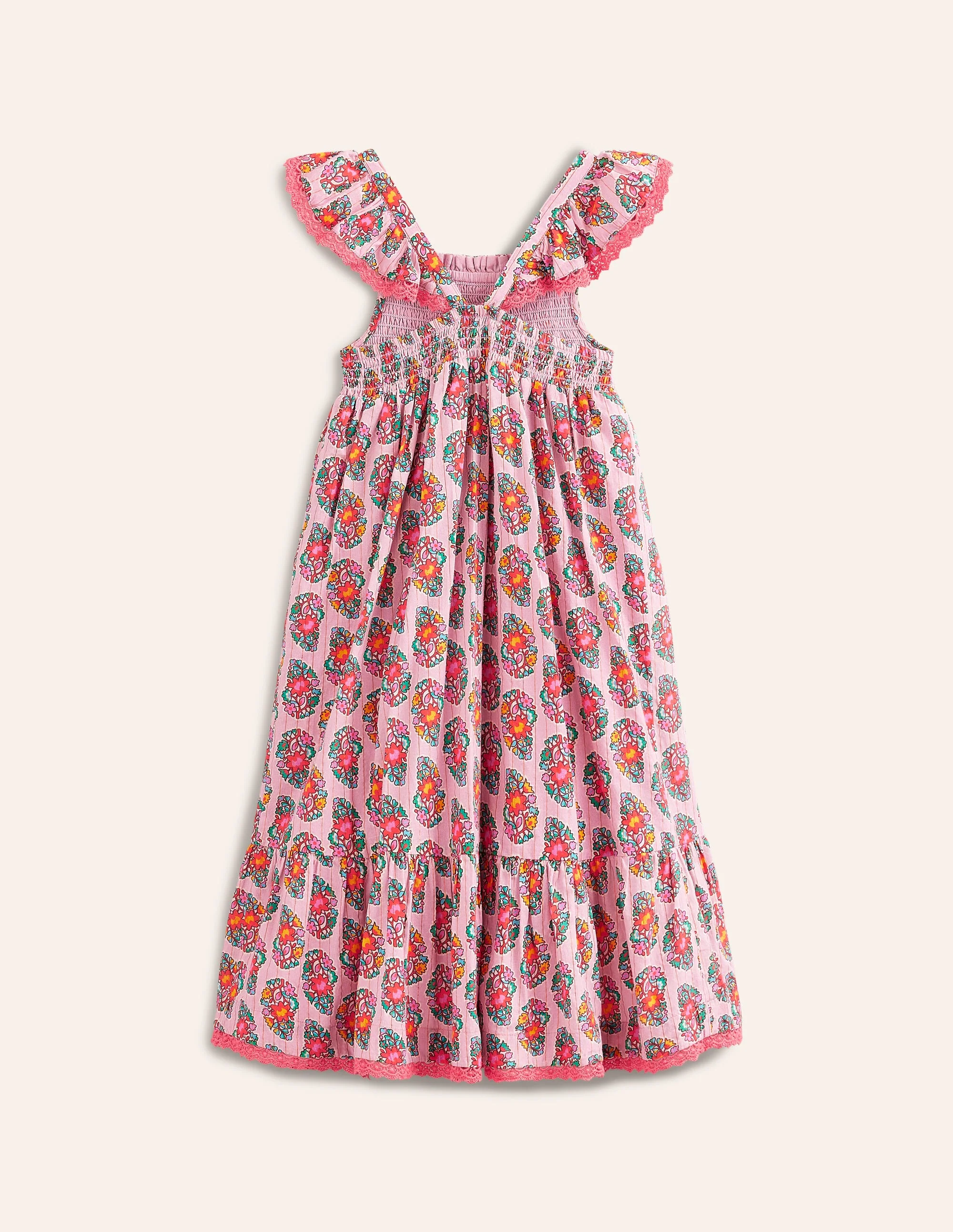 Maxi-Sommerkleid mit Rüschenträgern-Zuckermandel Rosa Paisley - Image 4