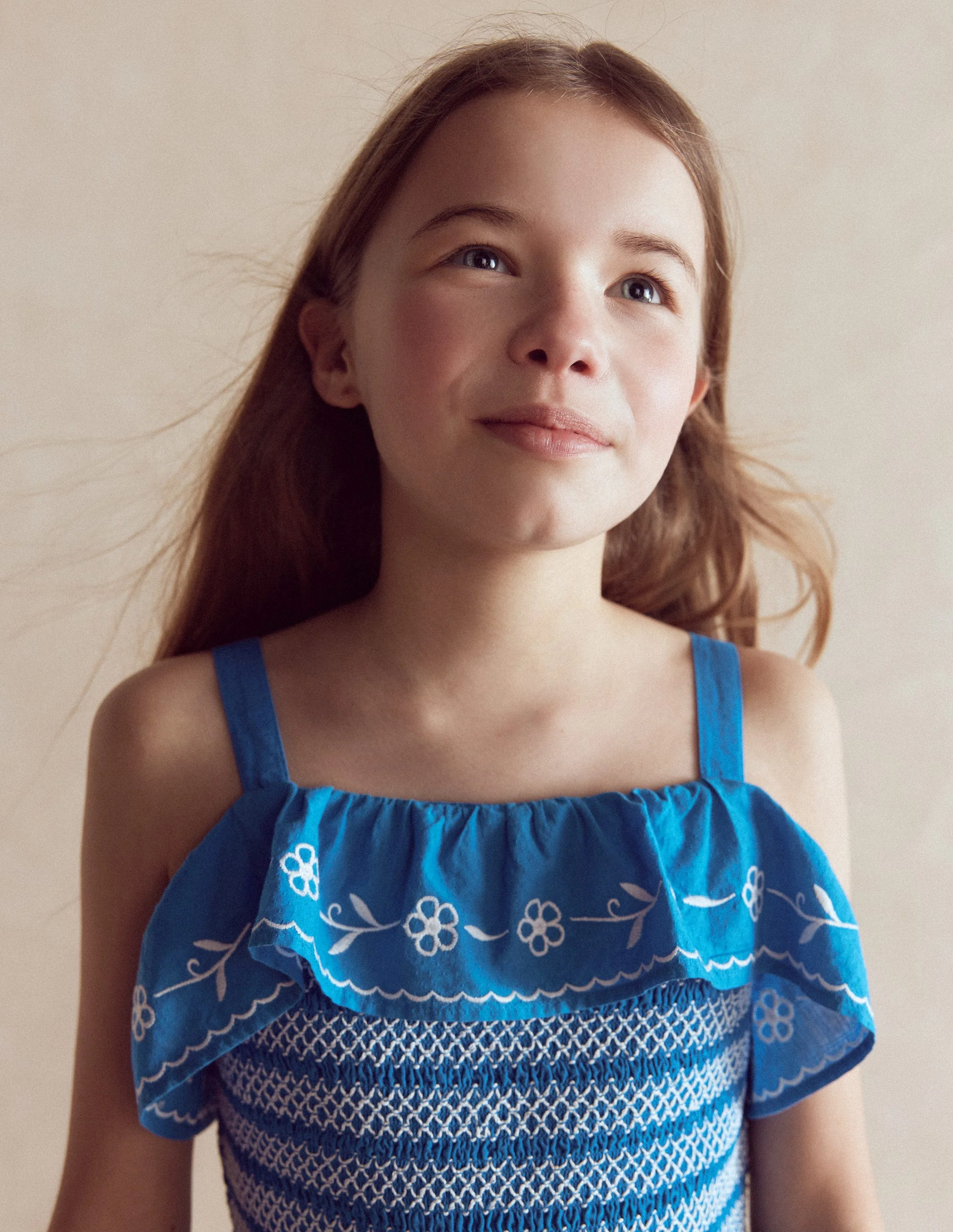Midikleid aus Jersey mit Stickerei-Blau - Image 2