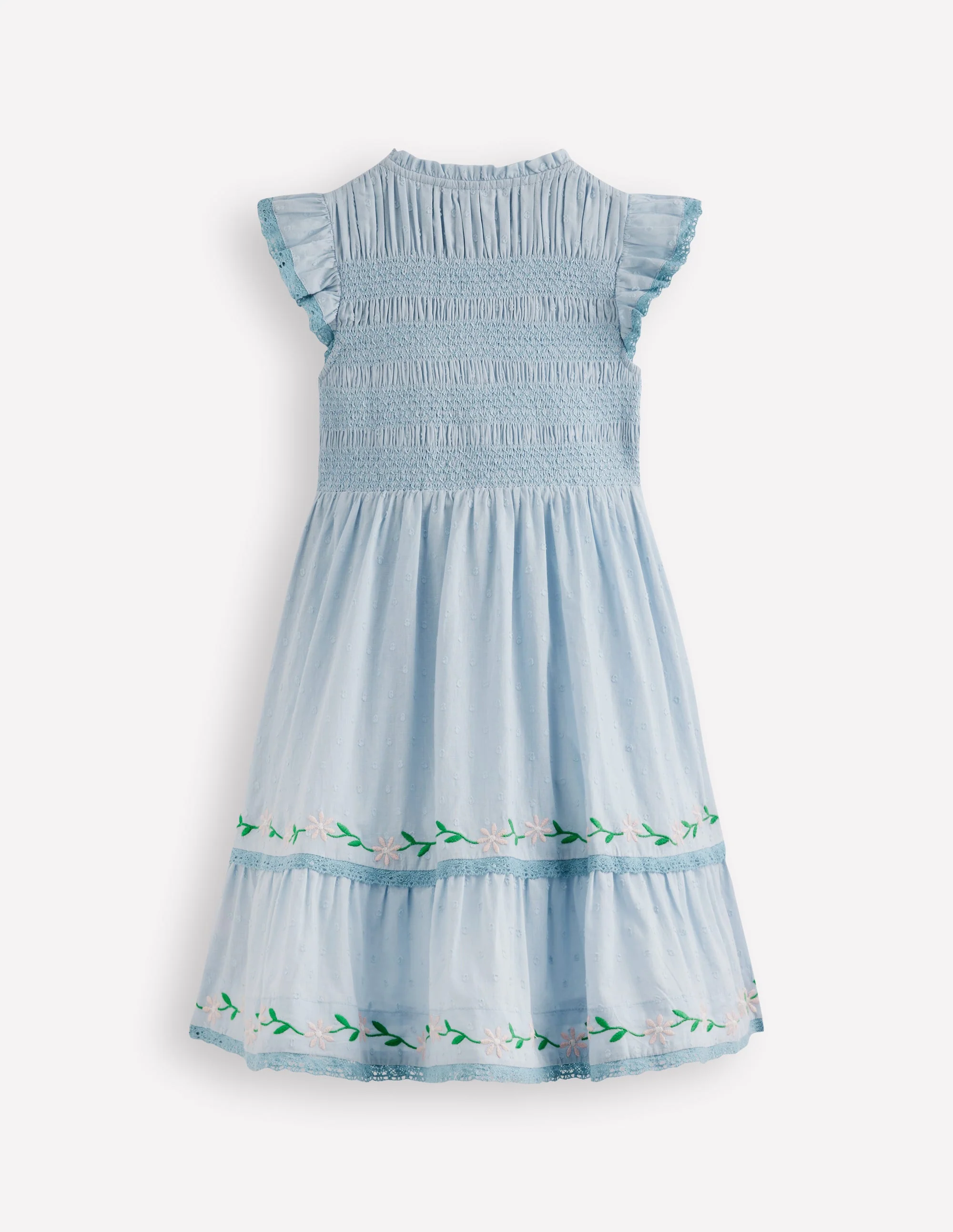 Midikleid mit gesmoktem Oberteil-Nebelblau - Image 2