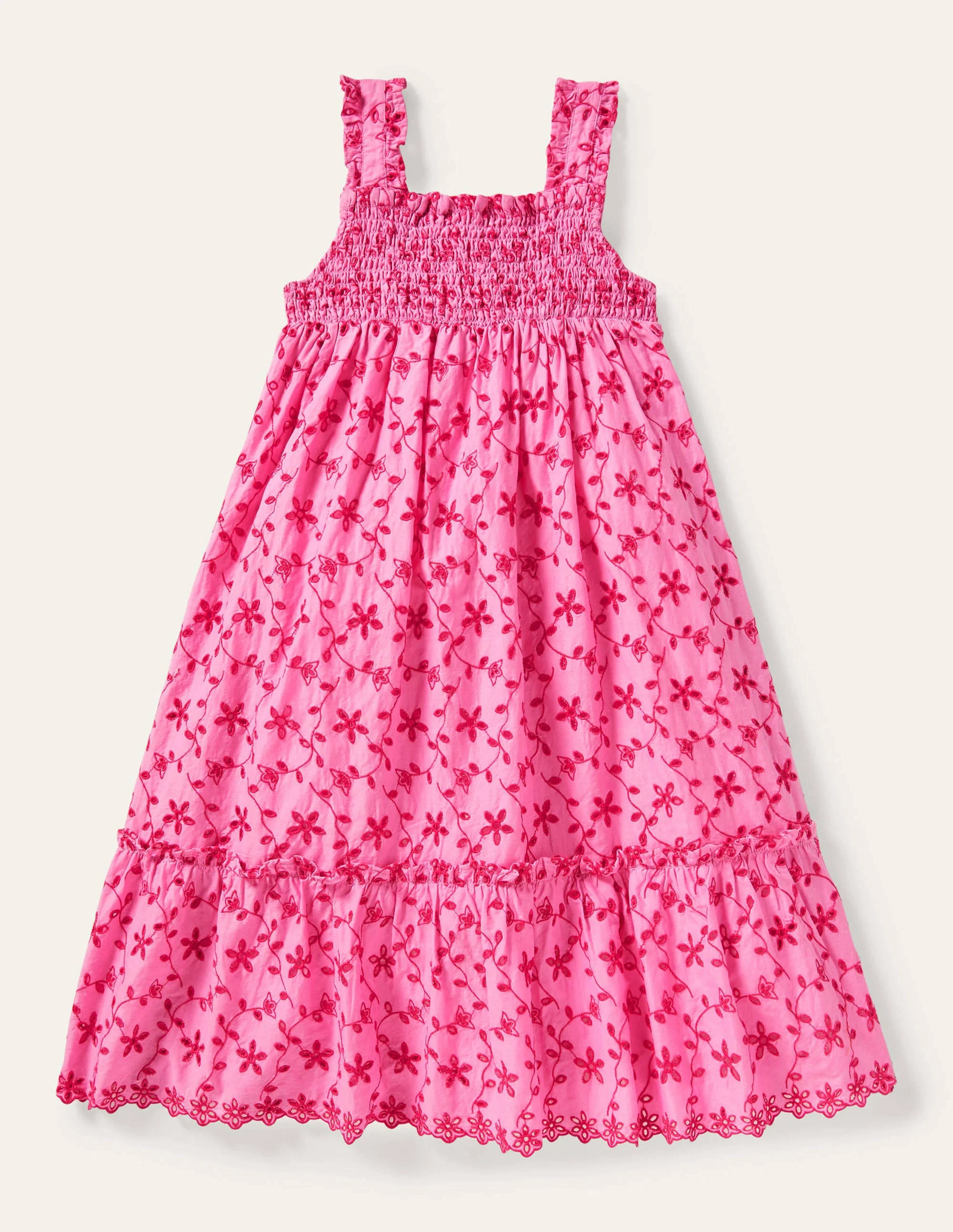 Midikleid mit Stufen-Helles Blütenrosa, Lochstickerei - Image 2